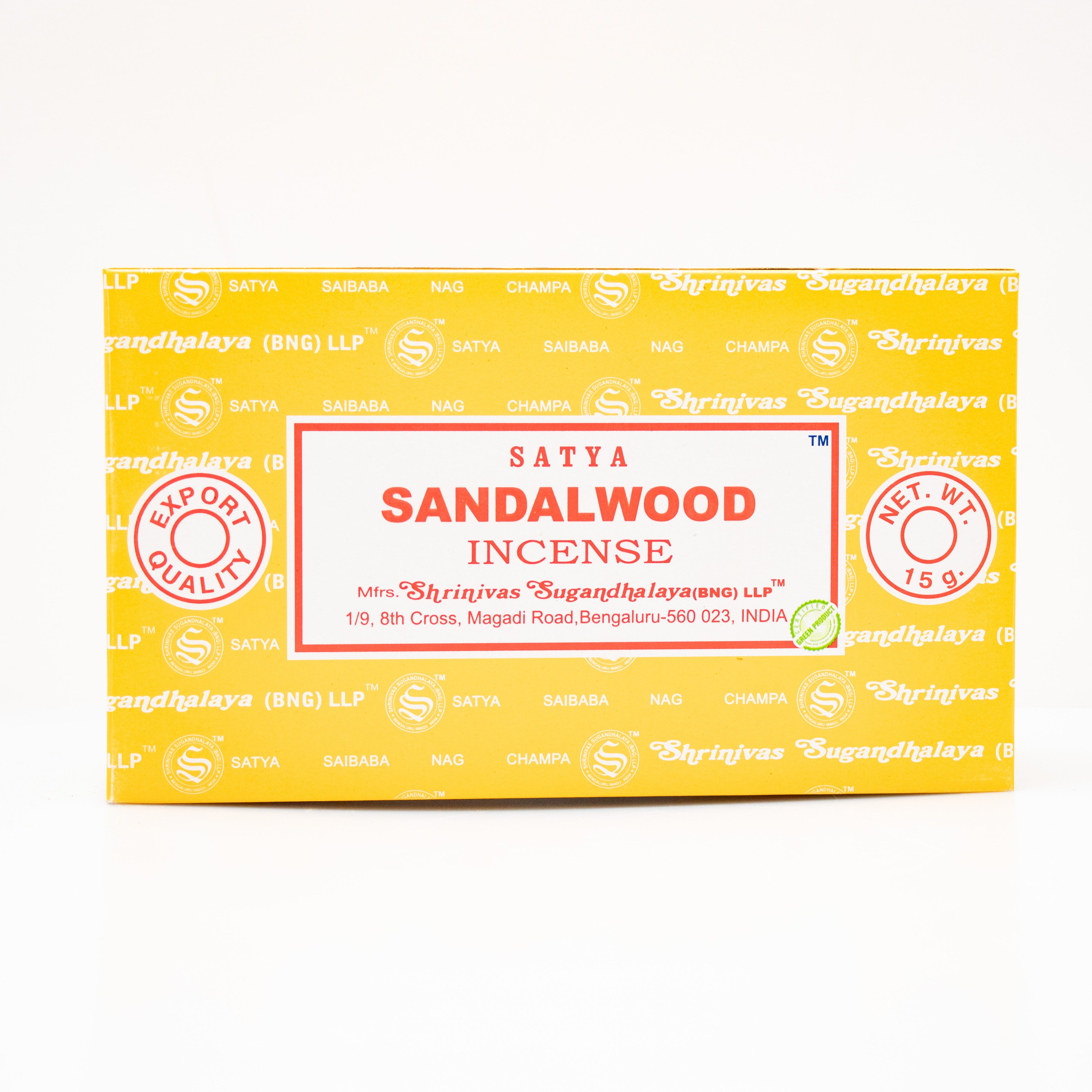 Satya Sandalwood, Incense Sticks, 15 grams in one Pack, 12 Pack Box