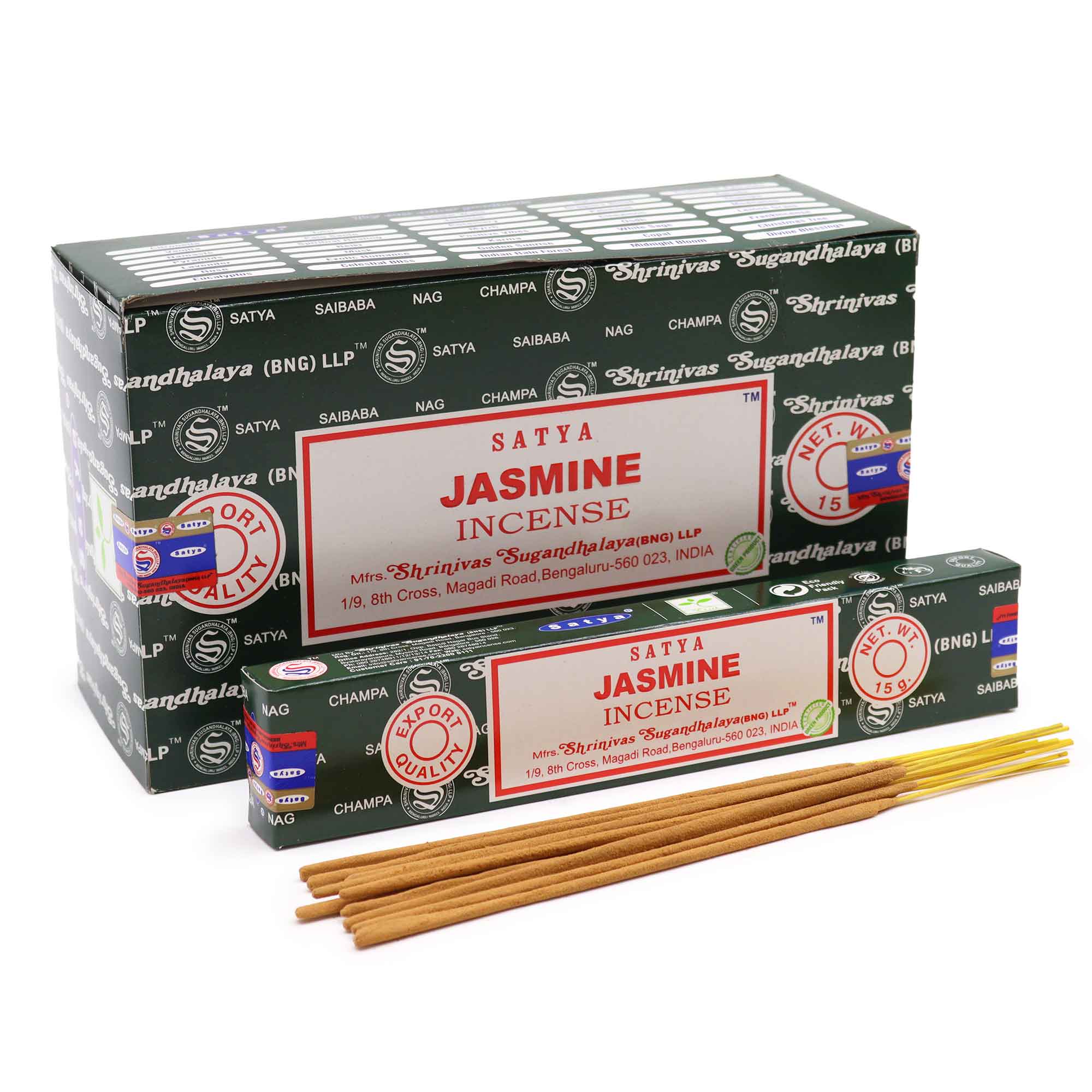 Satya Jasmine, Incense Sticks, 15 Grams in One Pack, 12 Pack Box