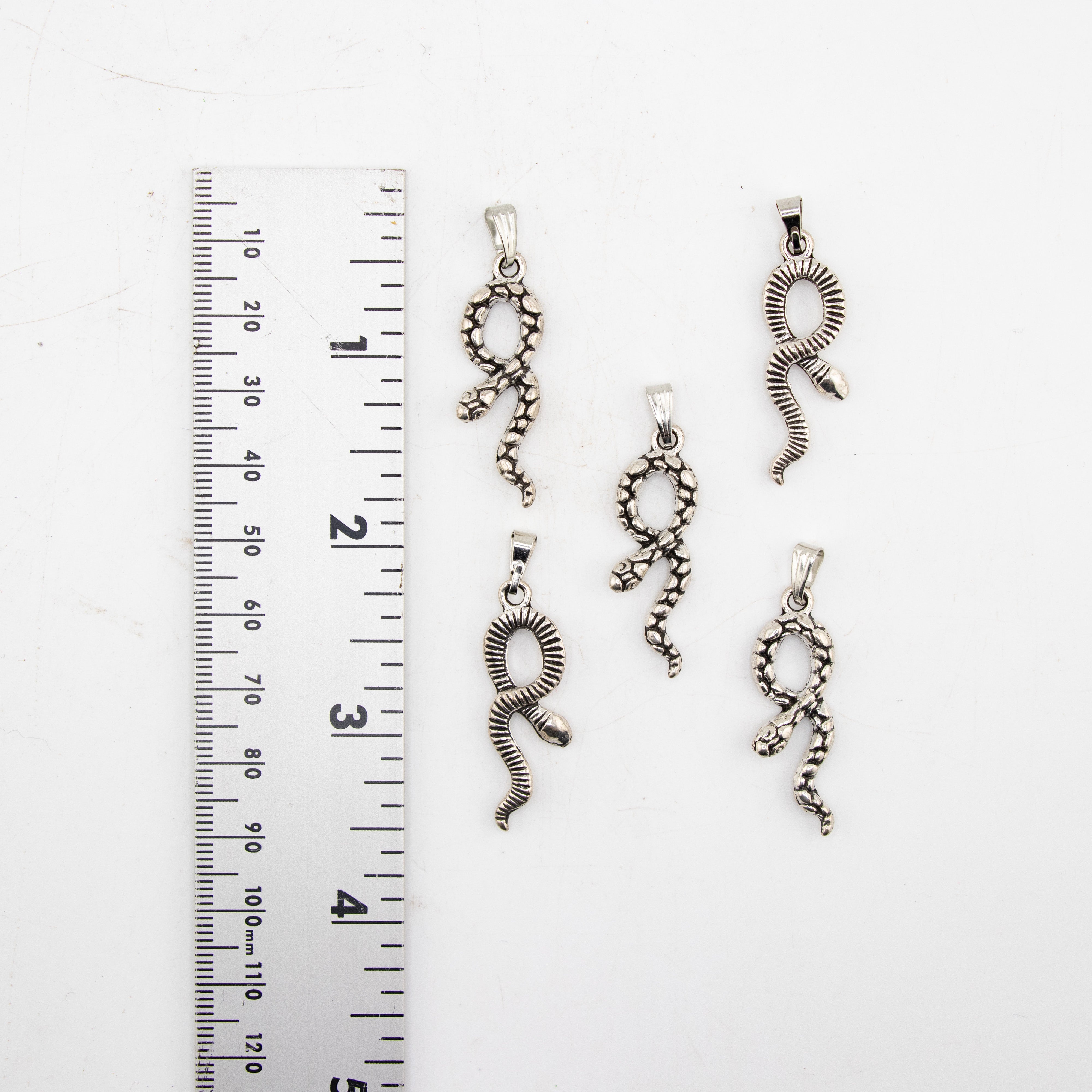Snake Shaped Brass Pendant, 5 Pieces in a Pack