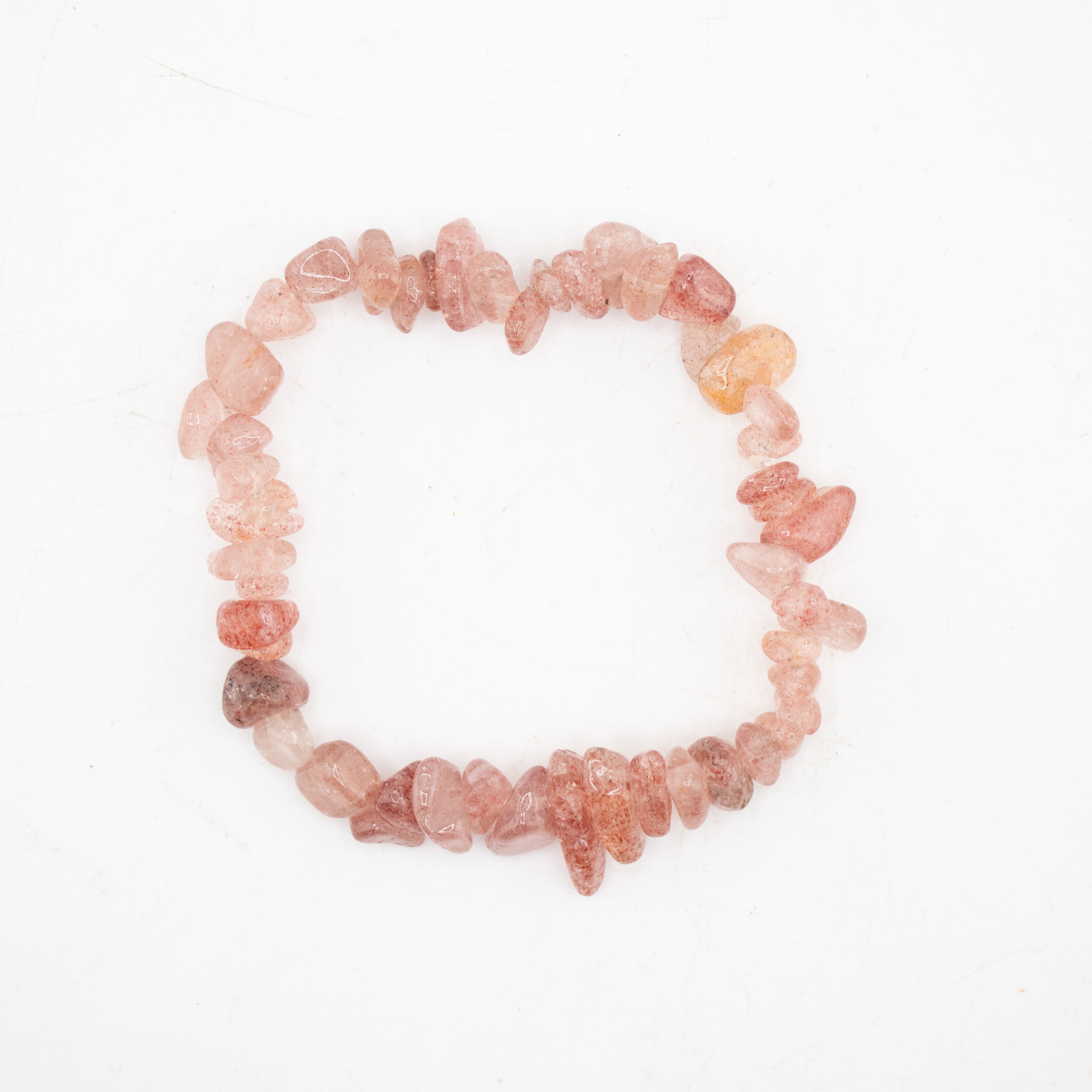 Strawberry Quartz Chipped Stone Bracelet, 5 Pieces in a Pack