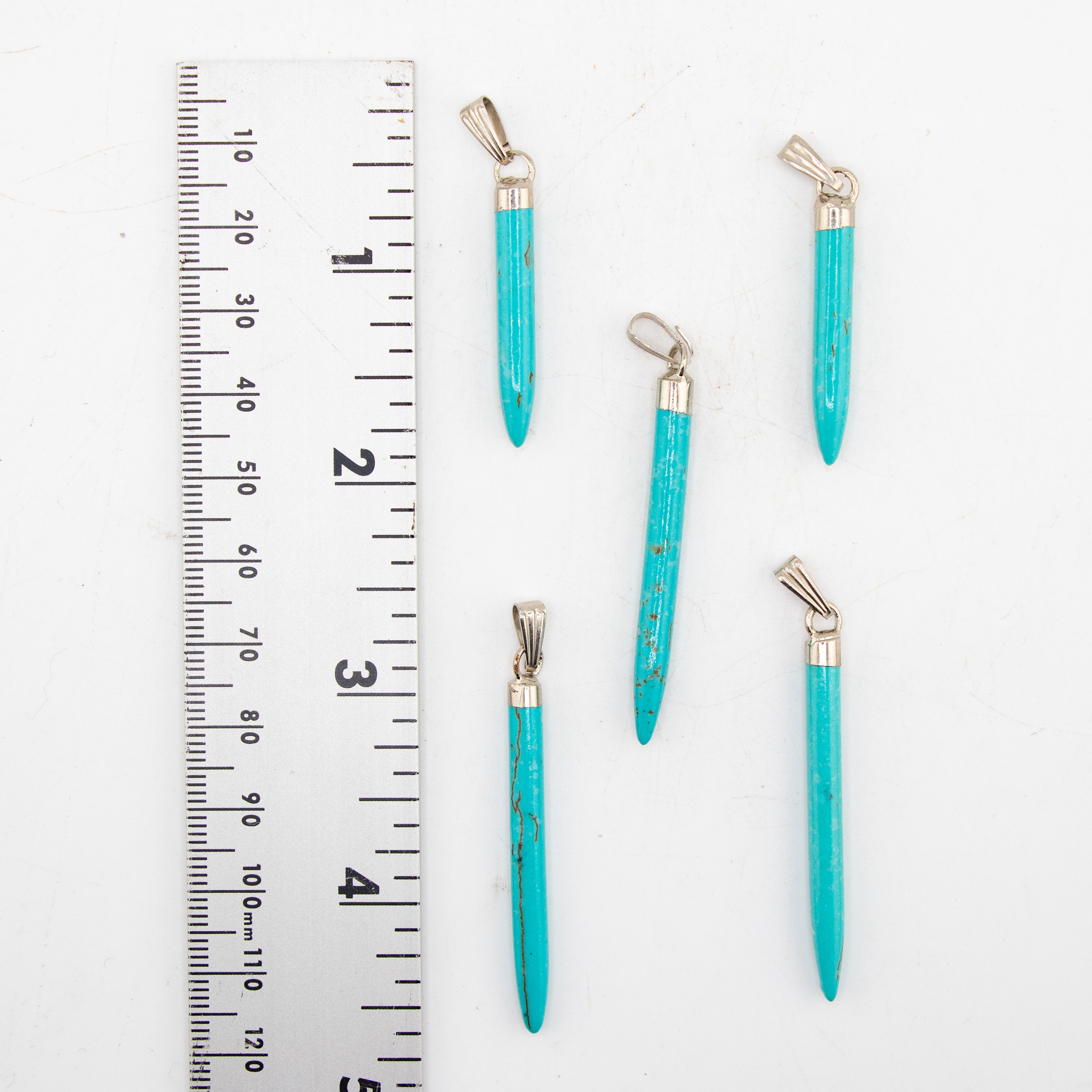 Synthetic Turquoise Shaped Pendants, 5 Pieces in a Pack