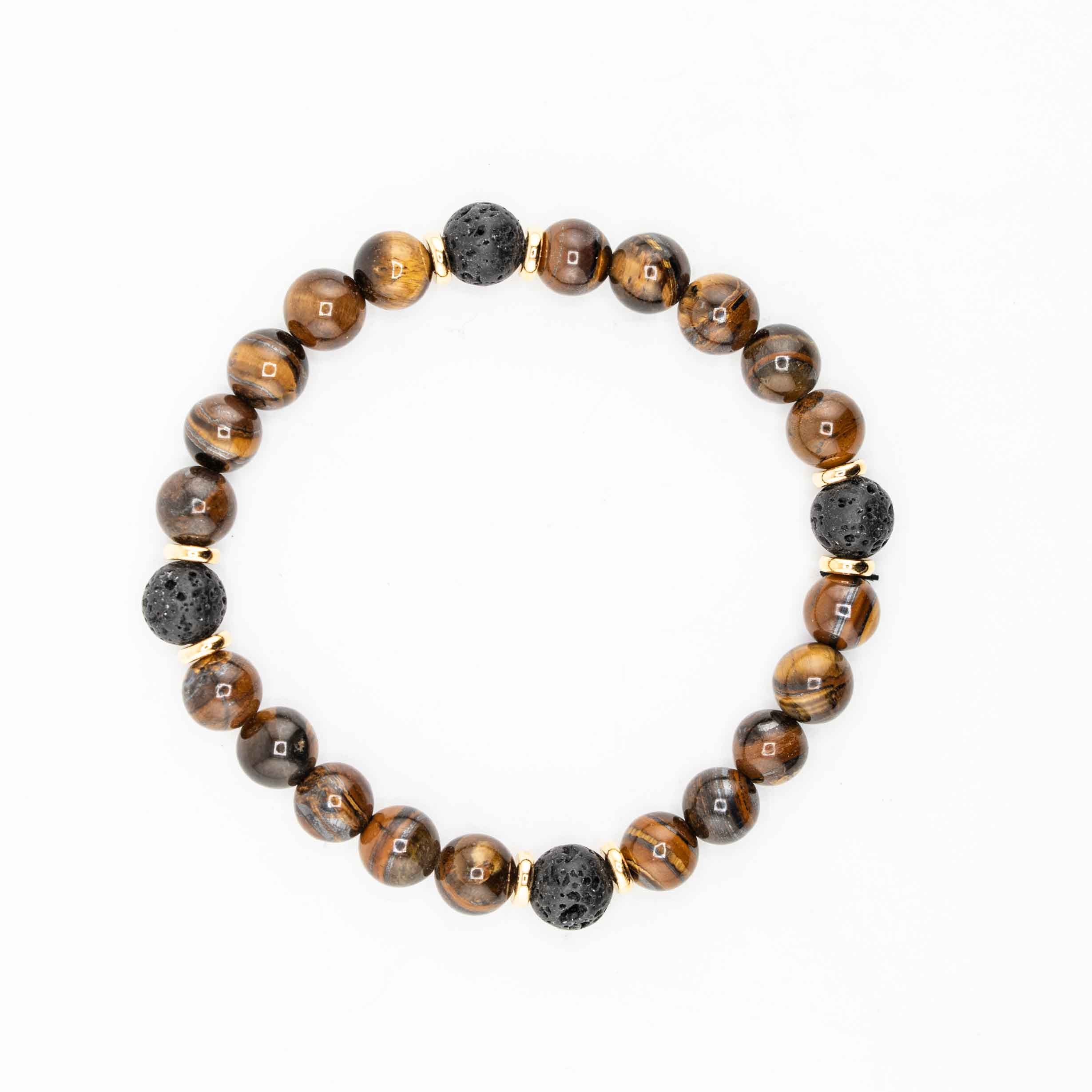 Tiger Eye / Lava Stone, 8mm, 5 Pieces in a Pack