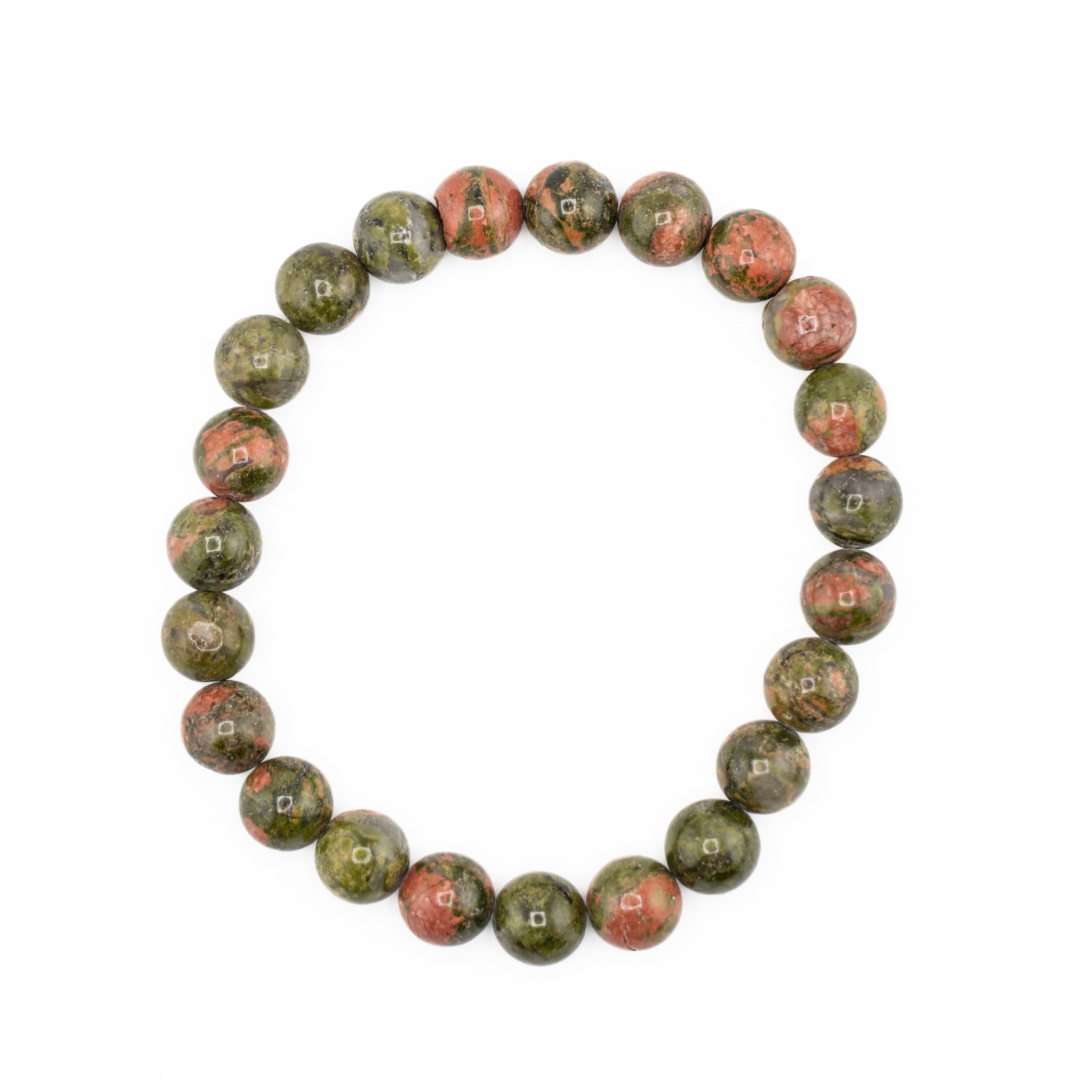 Unakite, Metal Free Bracelet, 8mm, 5 Pieces in a Pack