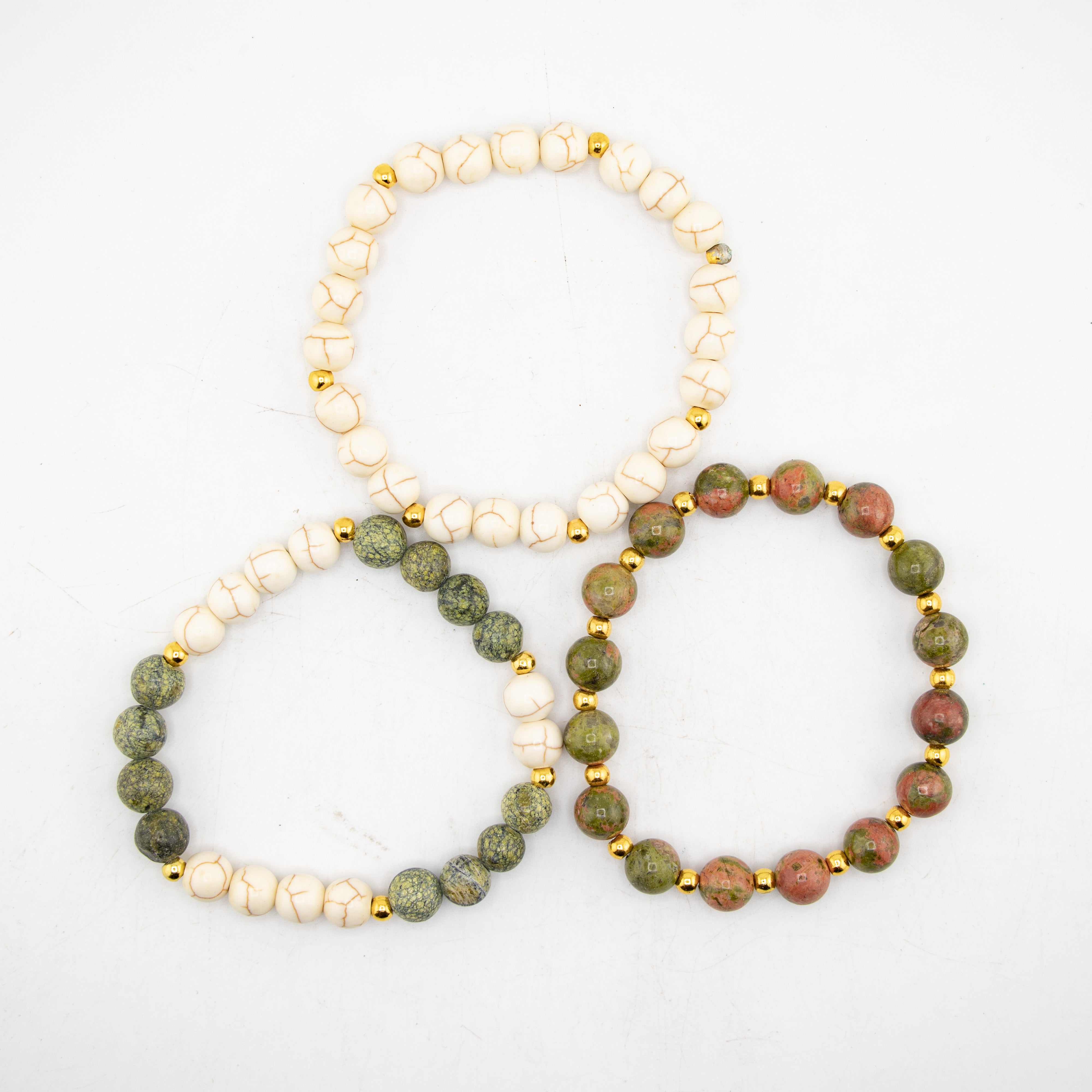 Unakite & Jasper Bracelet, 8mm, 5 Pieces in a Pack