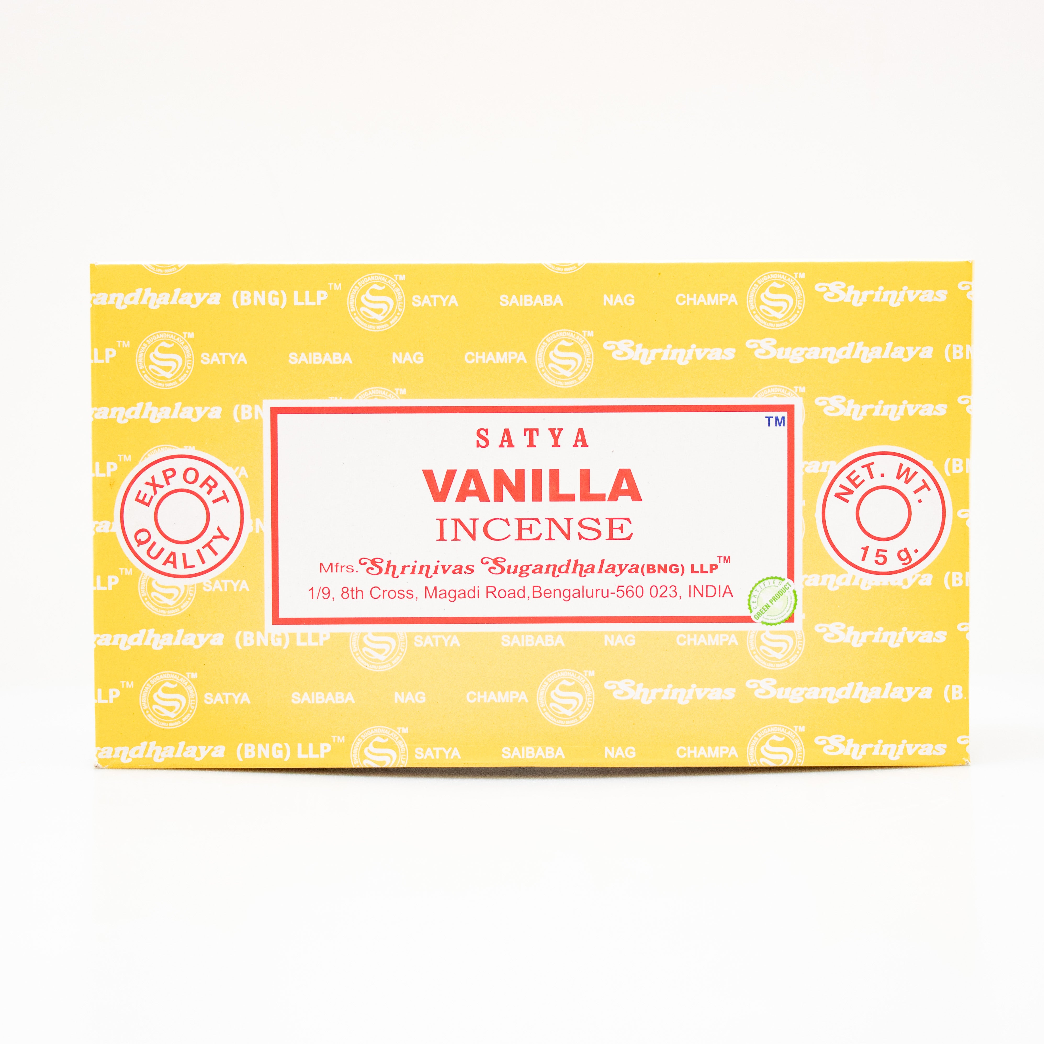 Satya Vanilla, Incense Sticks, 15 grams in one Pack, 12 Pack Box