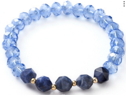 Faceted Rondelle Glass & Lapis Lazuli Bracelet, 8mm, 5 Pieces in a Pack