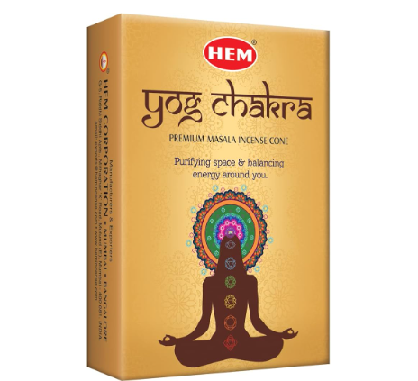 HEM Yog Chakra, Incense Cone, 24 Grams in One Pack, 12 Pack Box