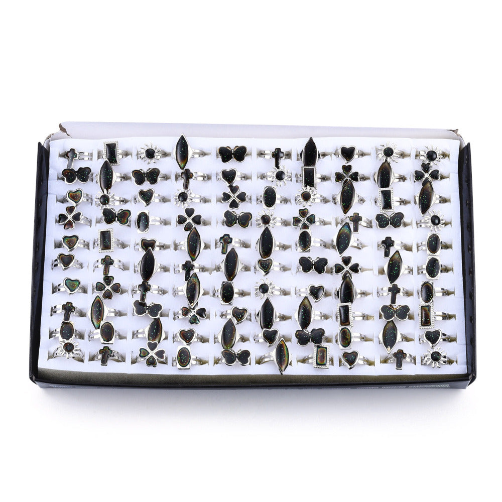 Mood Ring, Temperature Change Color Mood, Emotion and Feeling, Iron, Mix Pack, 100 Pieces in a Pack, #0052