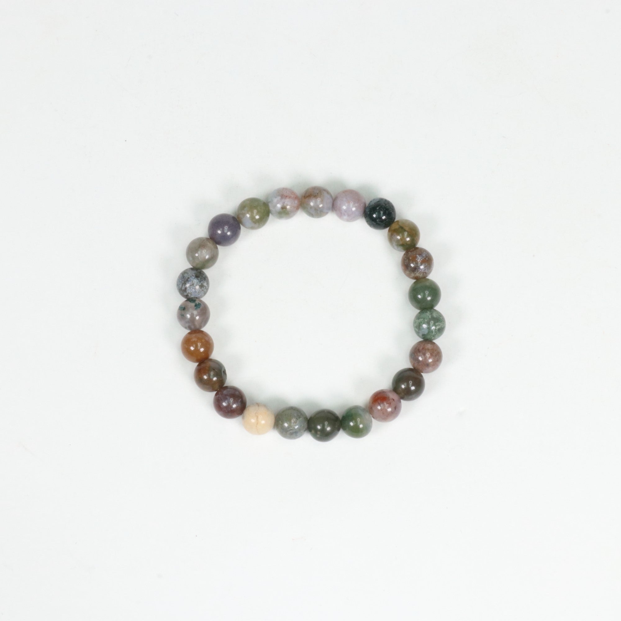 Agate (Indian), Metal Free Bracelet, 8mm, 5 Pieces in a Pack