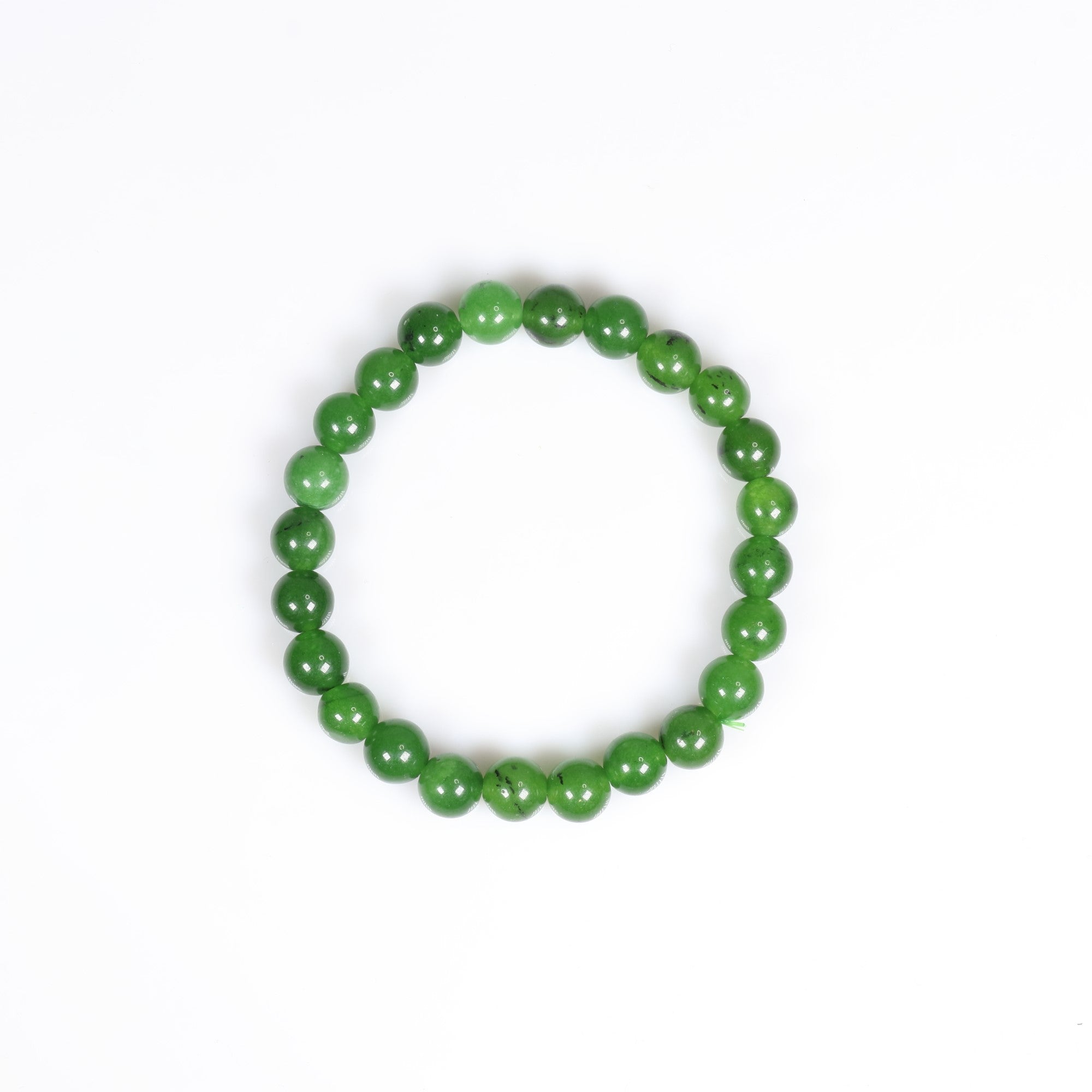 Jade (Green), Metal Free Bracelet, 8mm, 5 Pieces in a Pack