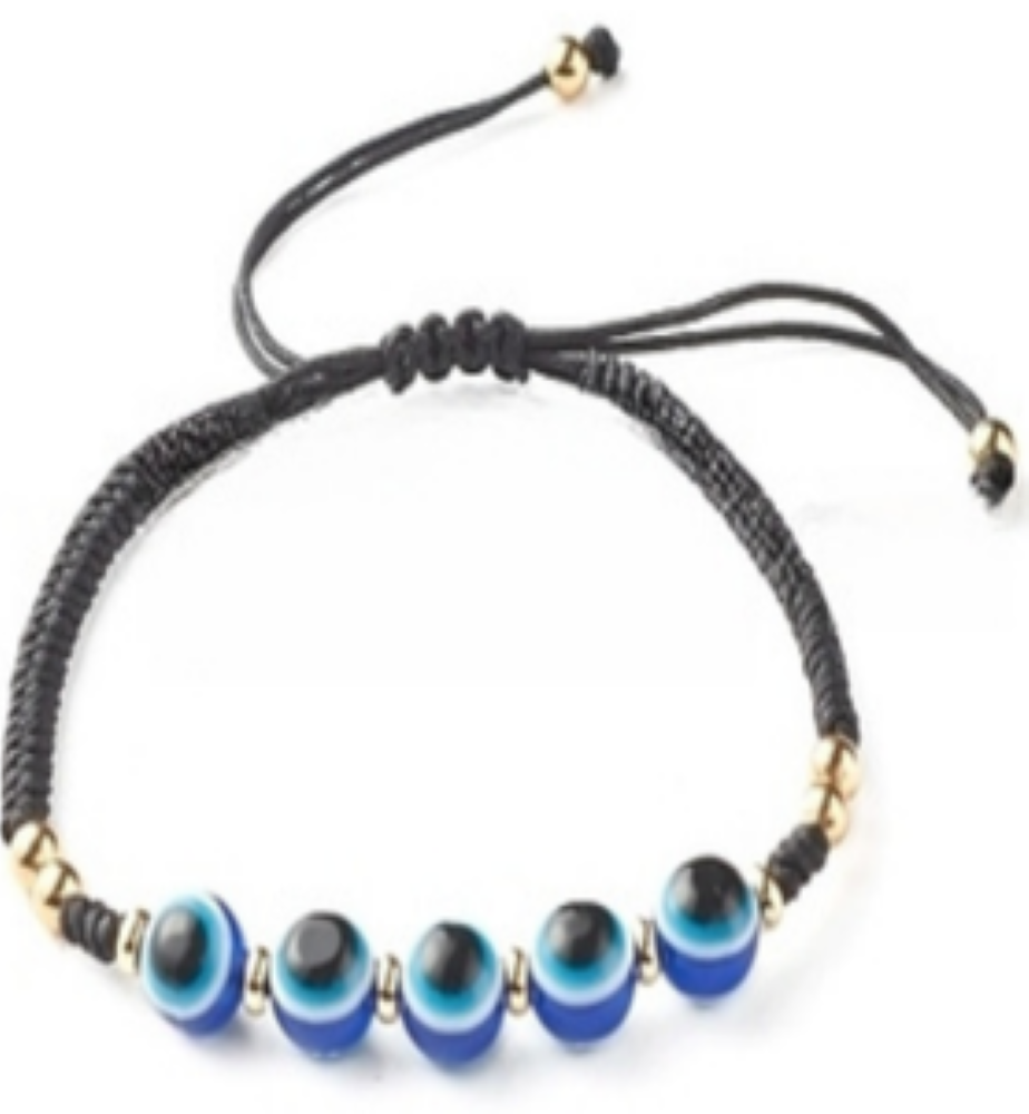 Nazar (Evil Eye) Macrame Bracelet, Lampwork Beads, 10 Pieces in a Pack