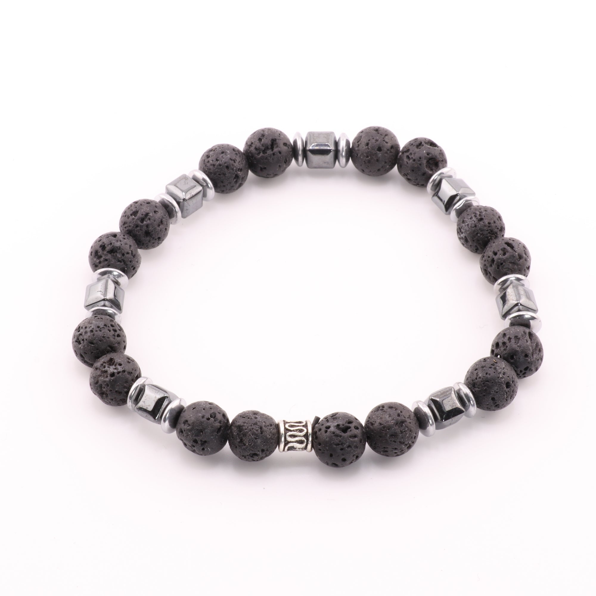 Lava Stone & Hematite Bracelet, 8mm, 5 Pieces in a Pack