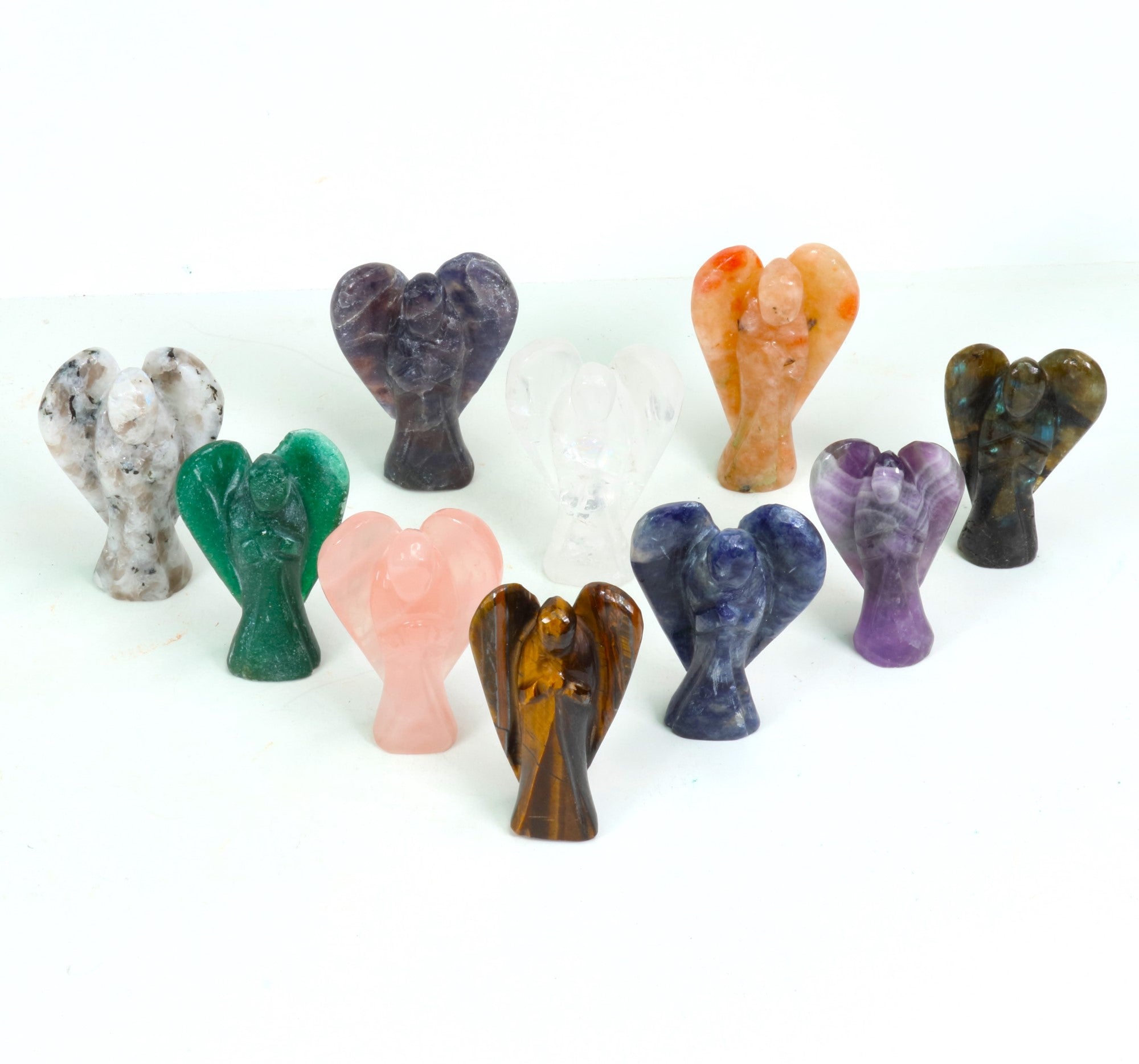 Crystal Angel, Hand Carved, 2" Inch, 10 Pieces in a Pack, #001