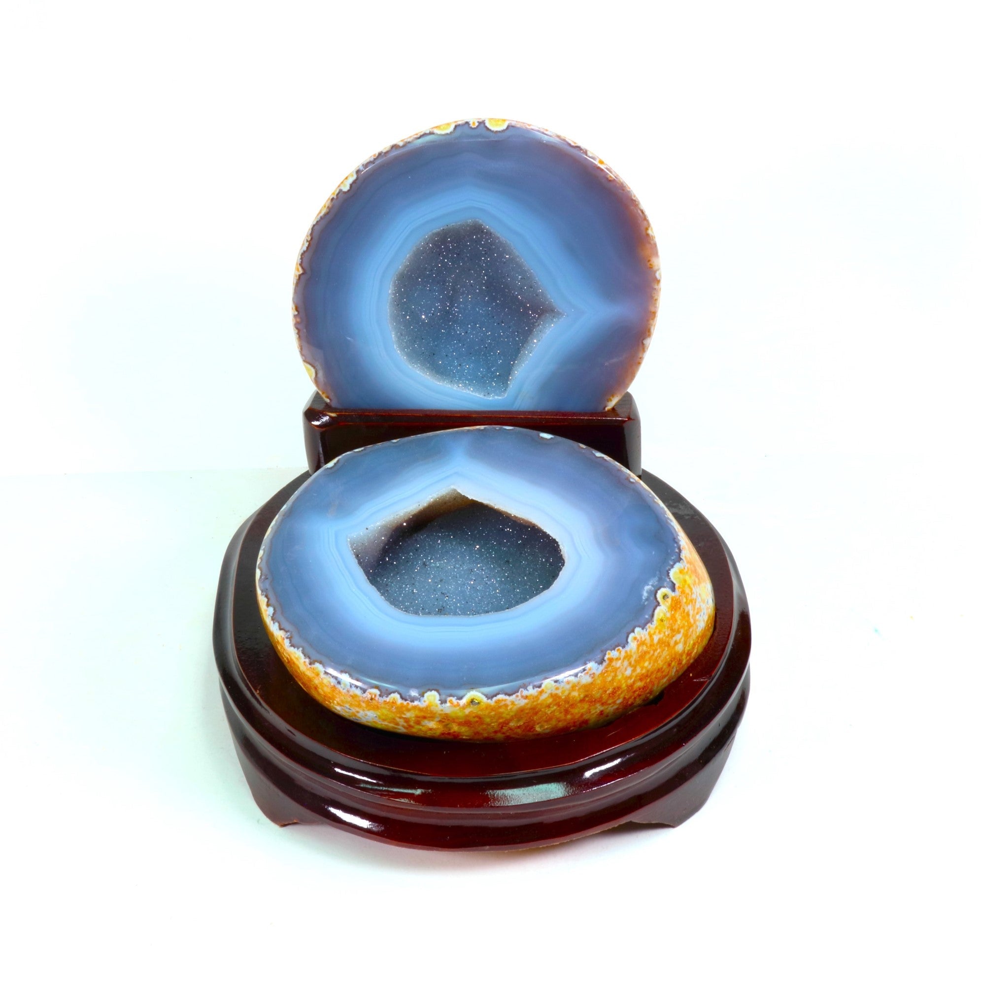 Agate Jewelry Box on Wood Stand, Large, 1 Piece in a Pack, #003