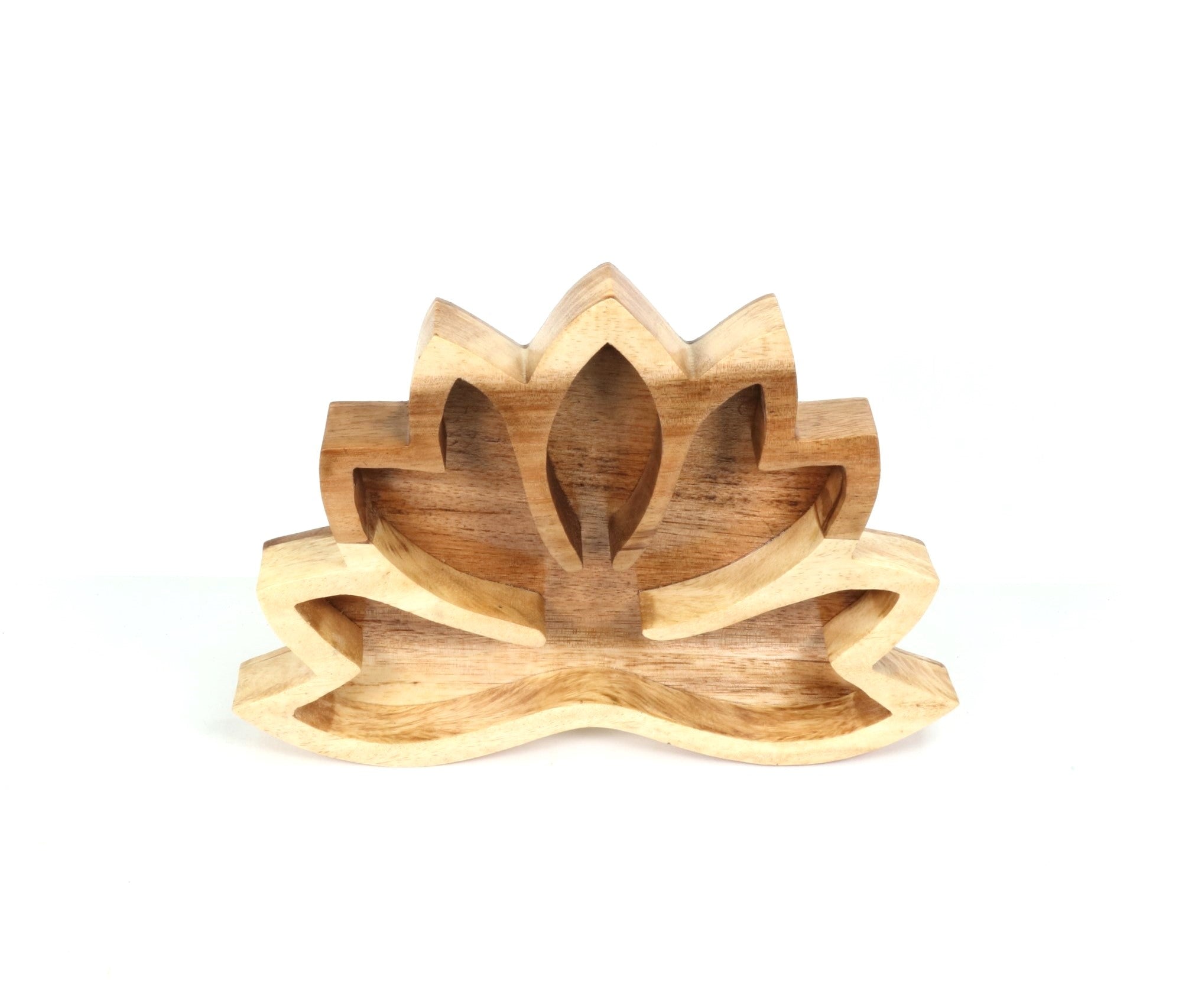 Lotus Flower Wood Bowl, 10" x 7" Inch