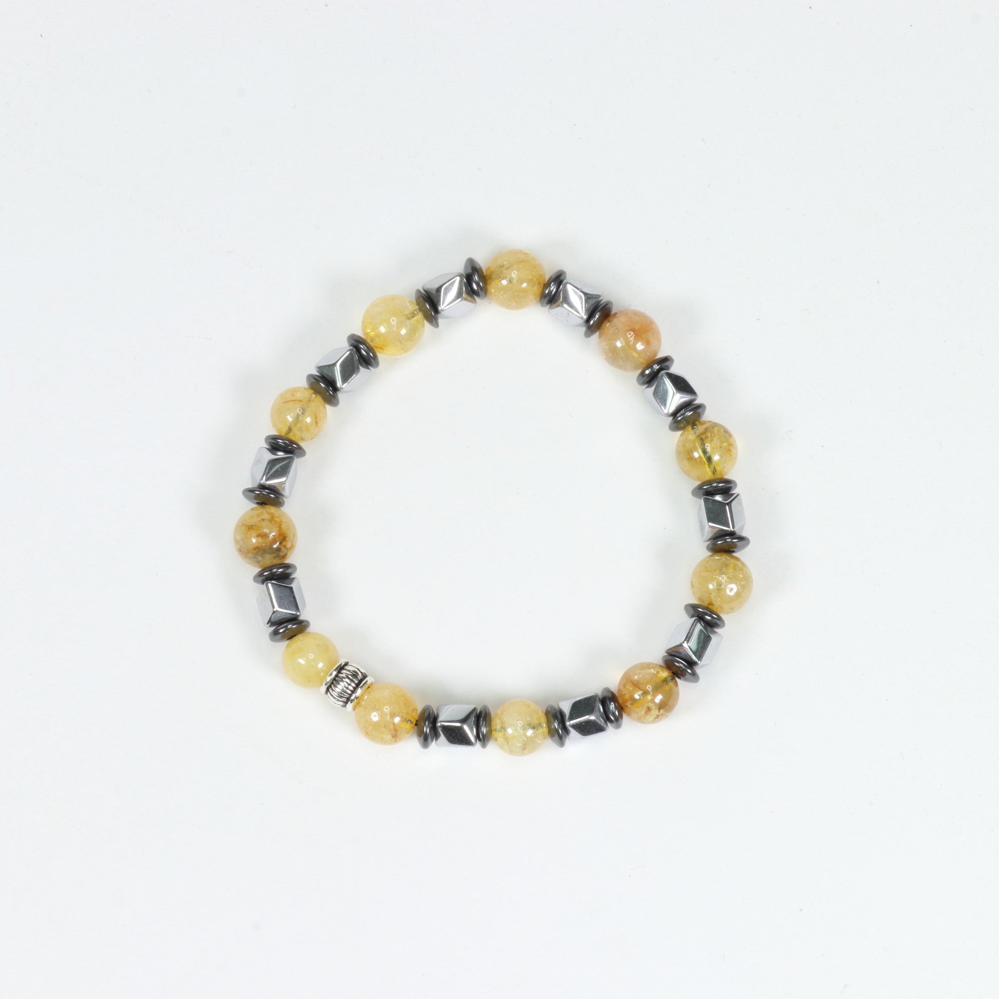 Citrine & Hematite Bracelet, 8mm, 5 Pieces in a Pack