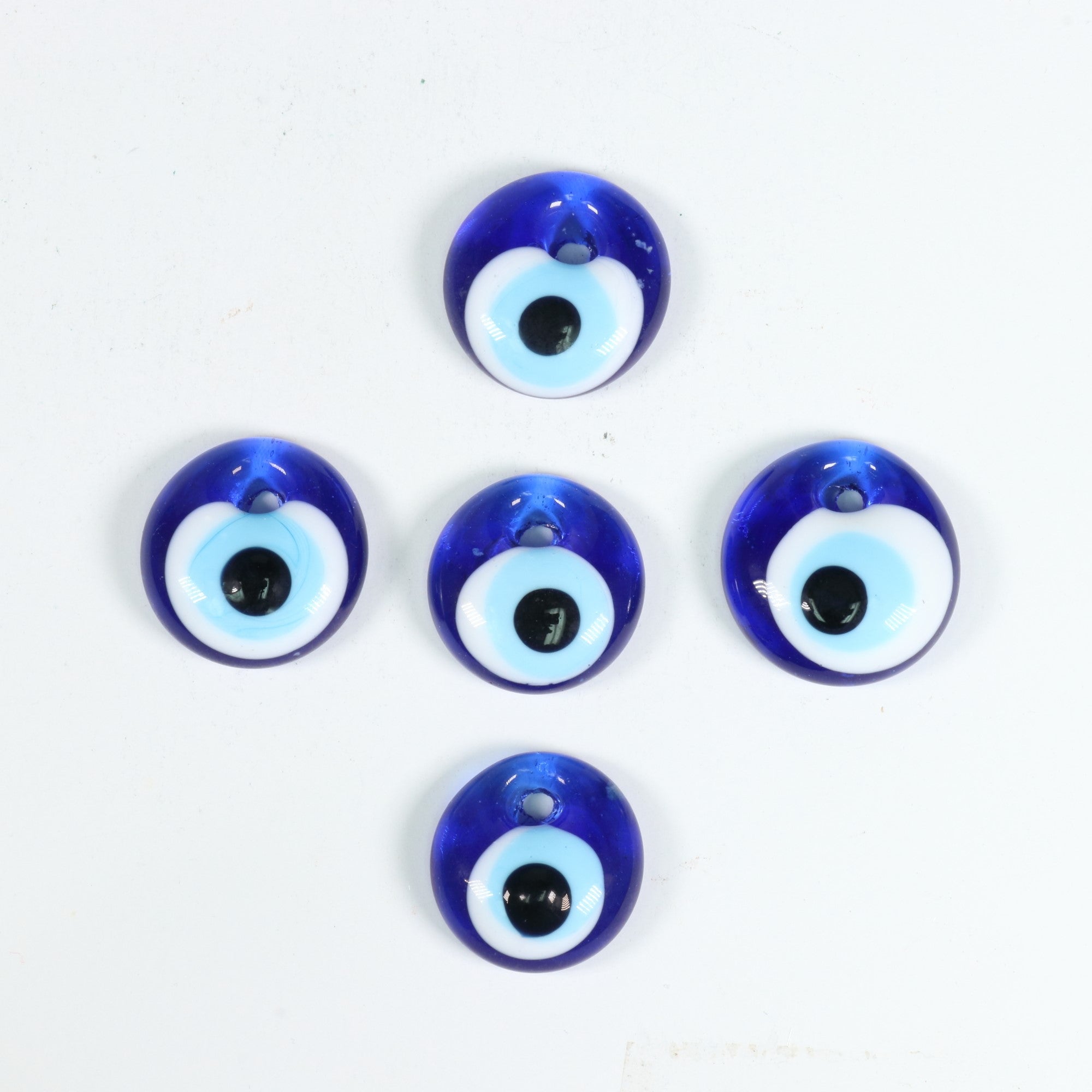 Evil Eye with Hole, 0.9" Inch, Handmade, 10 Pieces in a Pack, Handmade #003