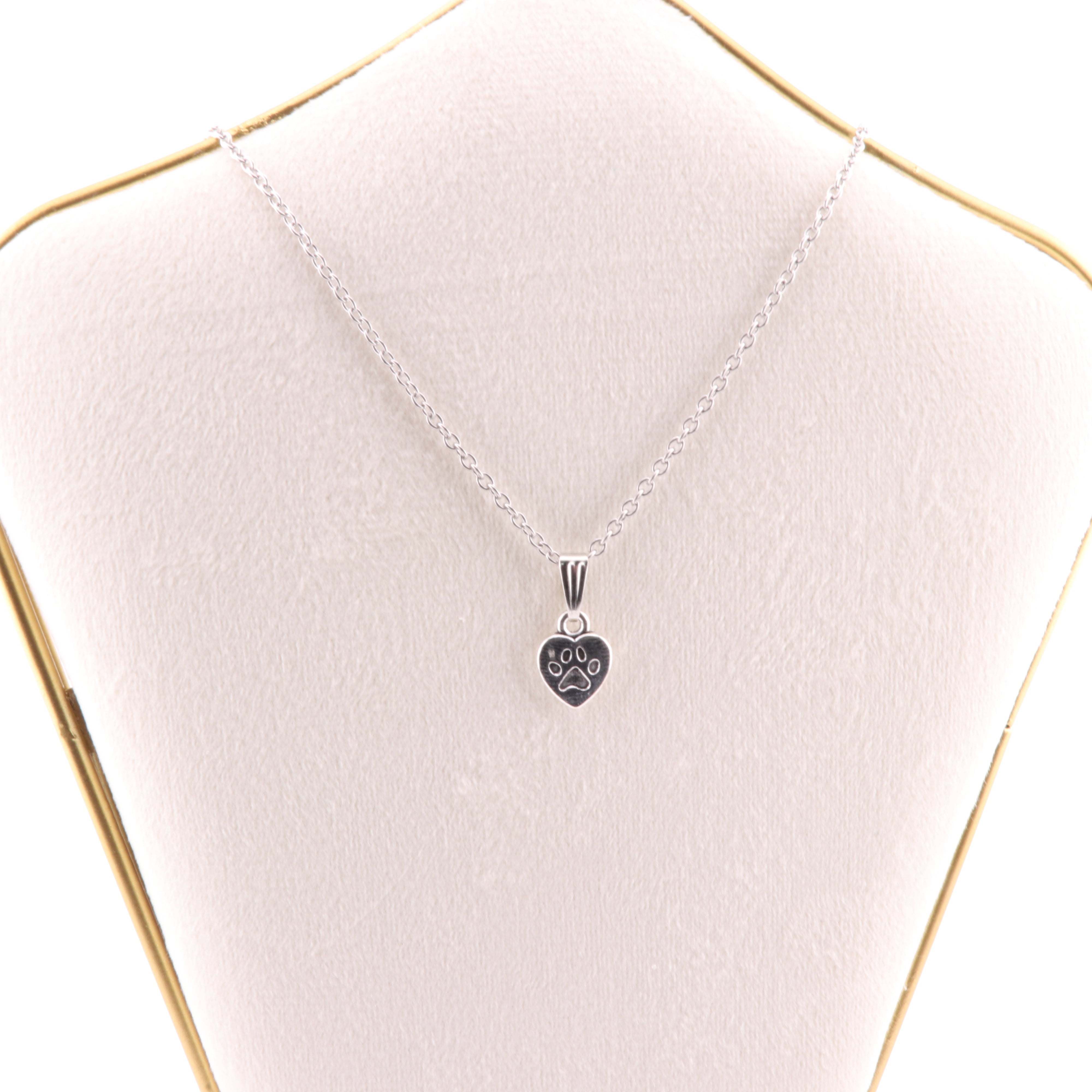 Metal Necklace, with Heart&Paw Figure Pendant, Silver Color, 5 Pieces in a Pack, #024