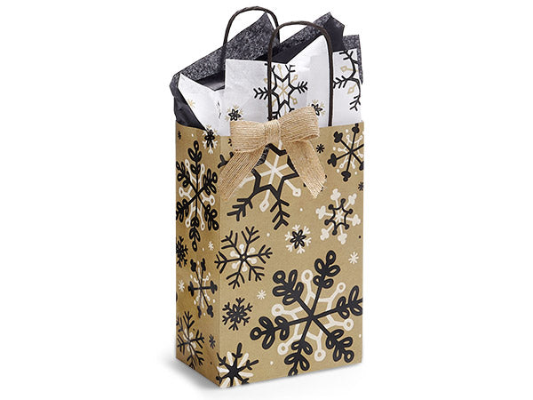 Rustic Snowflake Kraft Shopping Bags Rose, Gift, 5"x8", 50 Piece in a Pack