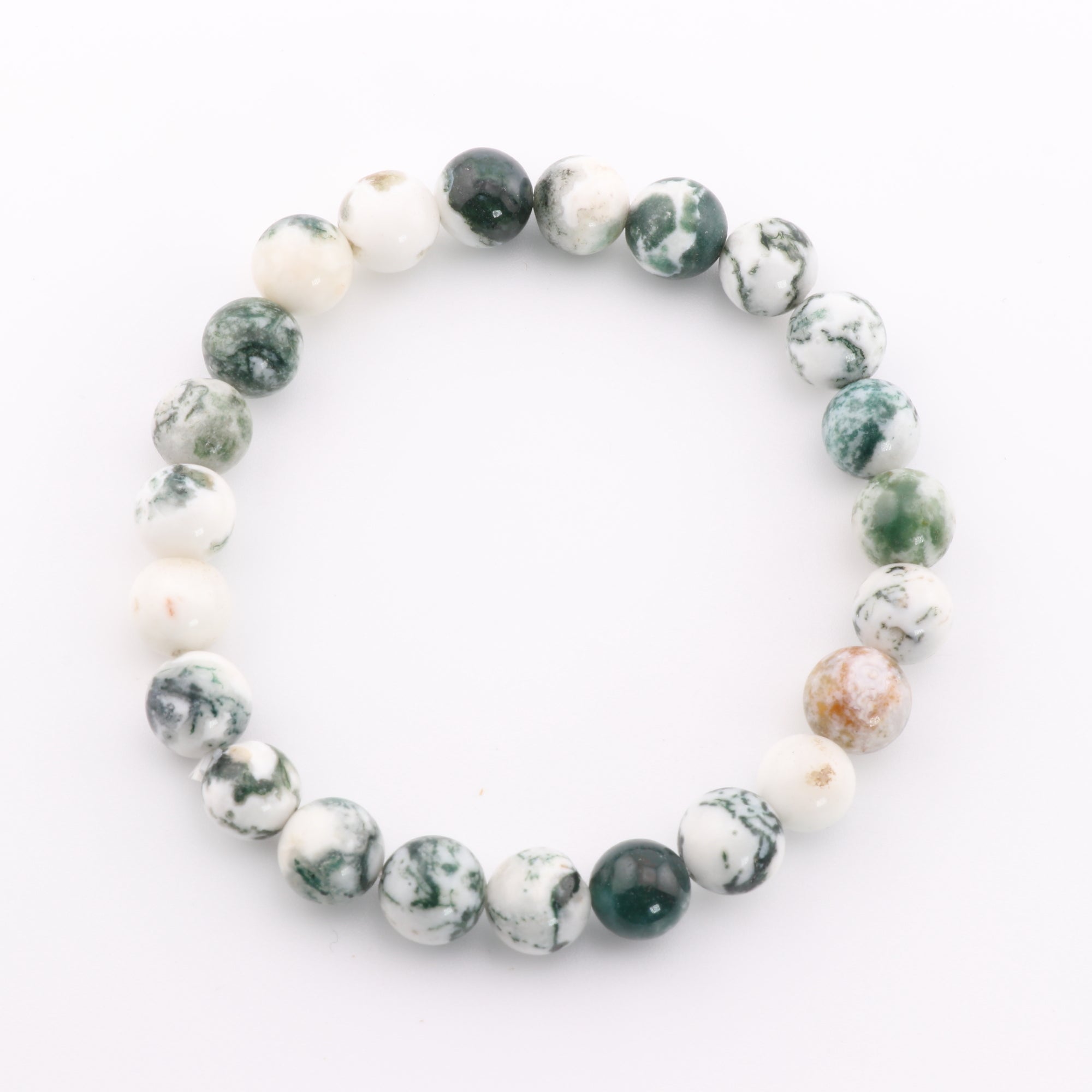 Agate (Tree), Metal Free Bracelet, 8mm, 5 Pieces in a Pack