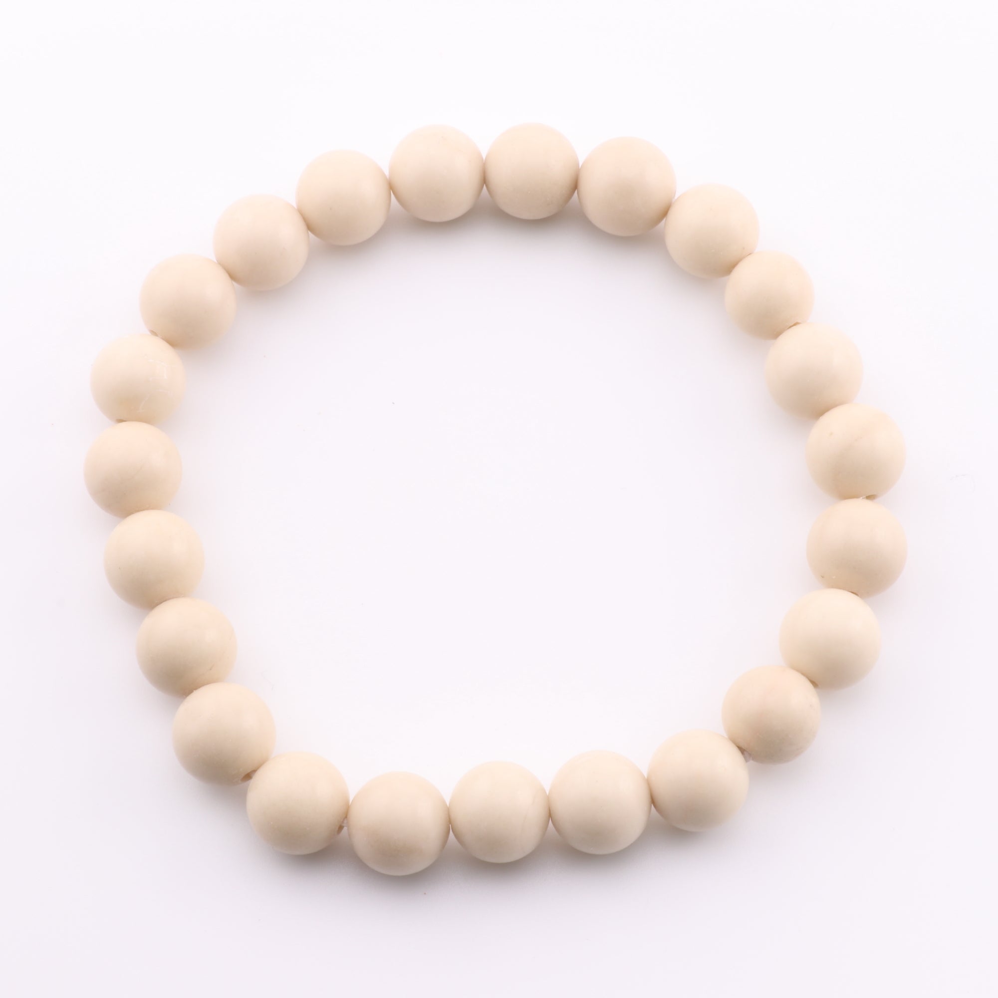 Coral (Fossil), Metal Free Bracelet, 8mm, 5 Pieces in a Pack