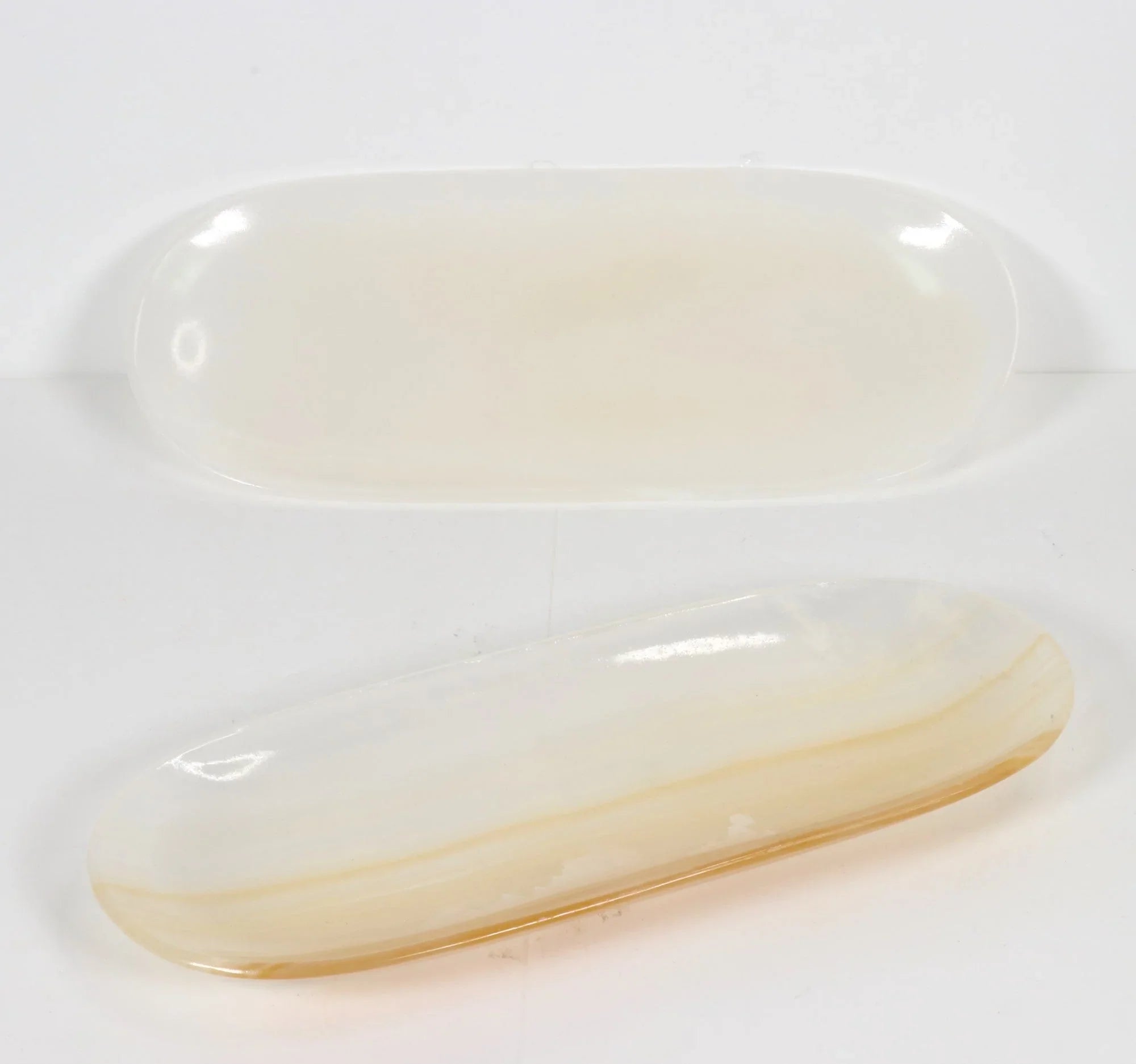 White Calcite Tray, Hand Carved, 9.5" x 4" Inch, #004
