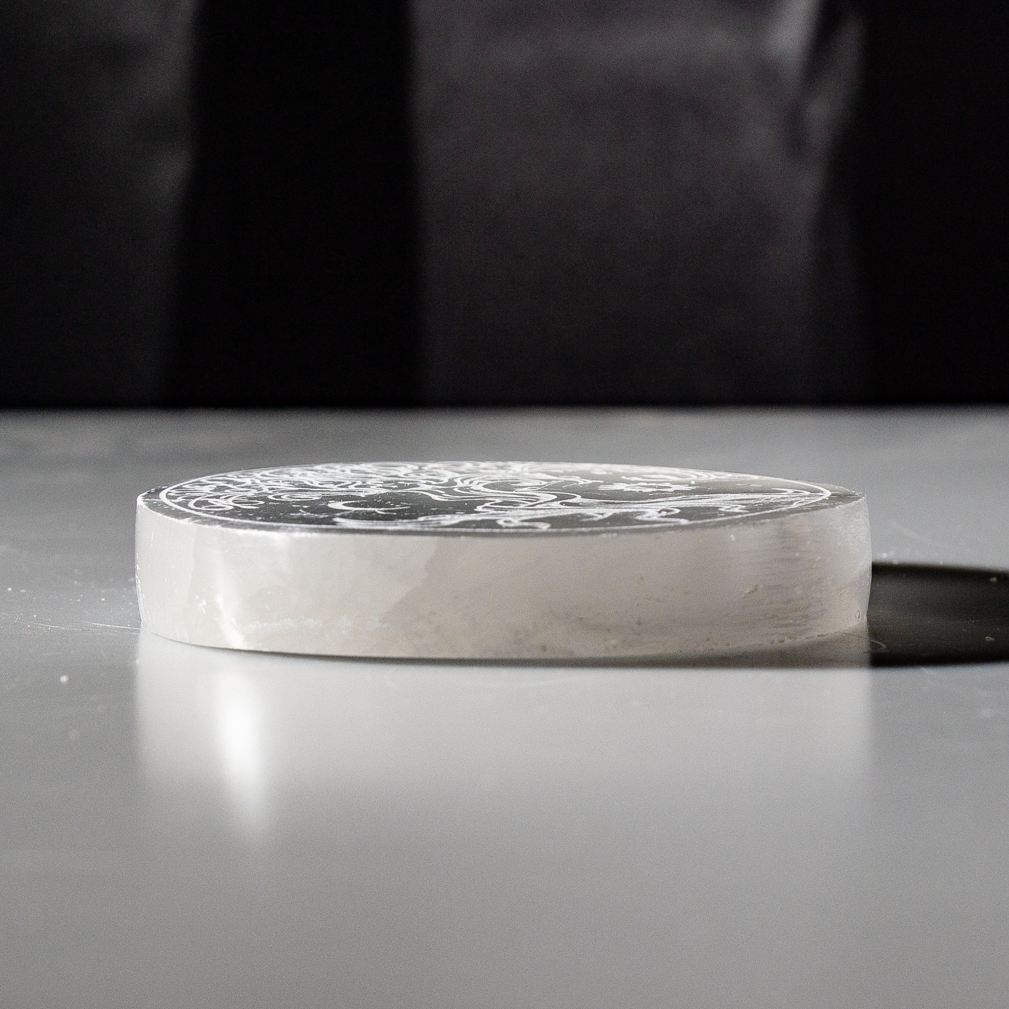 Selenite Engraved Round Tree of Life  Charging Plate, 3" Inch, 1 Piece