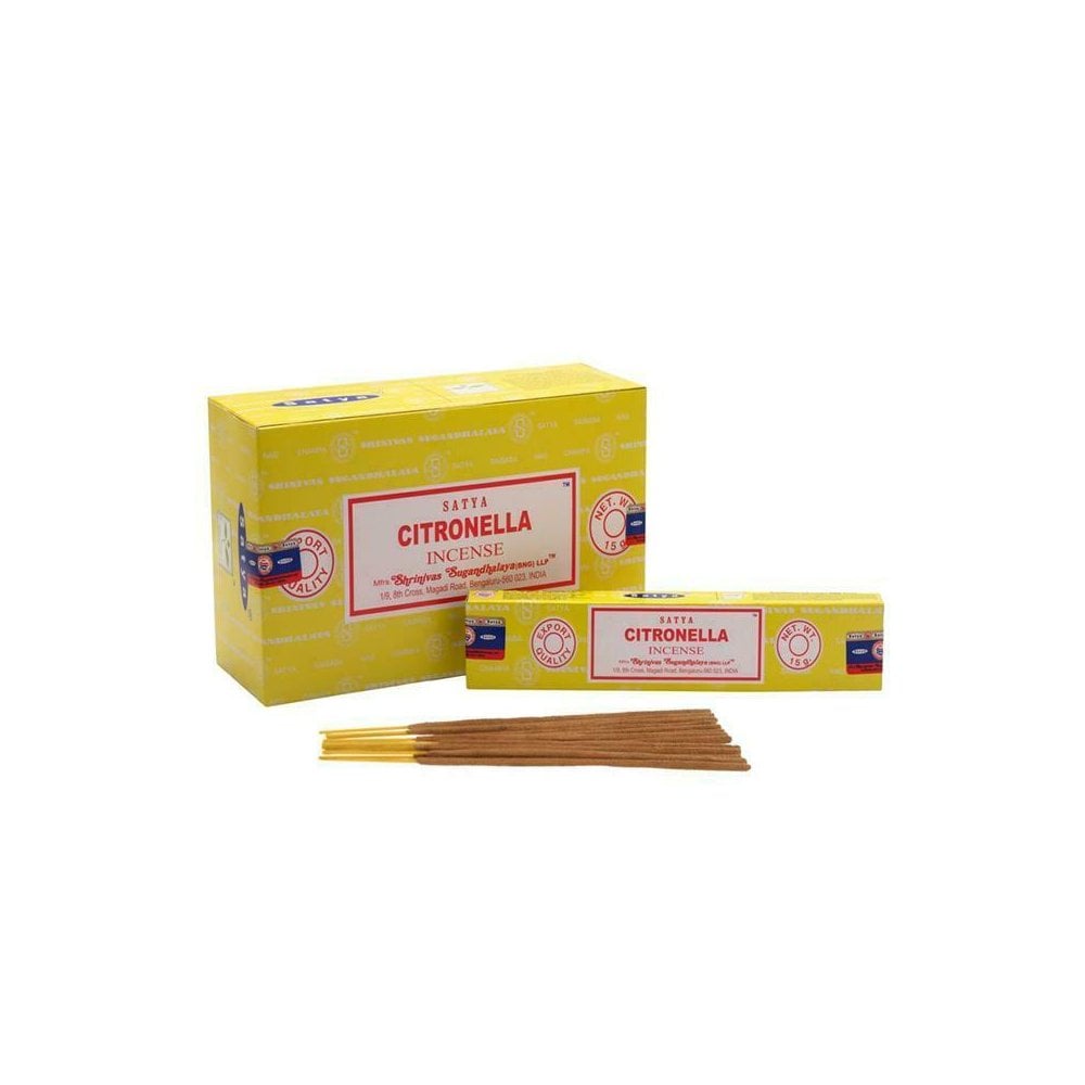 Satya Citronella, Incense Sticks, 15 grams in one Pack, 12 Pack Box