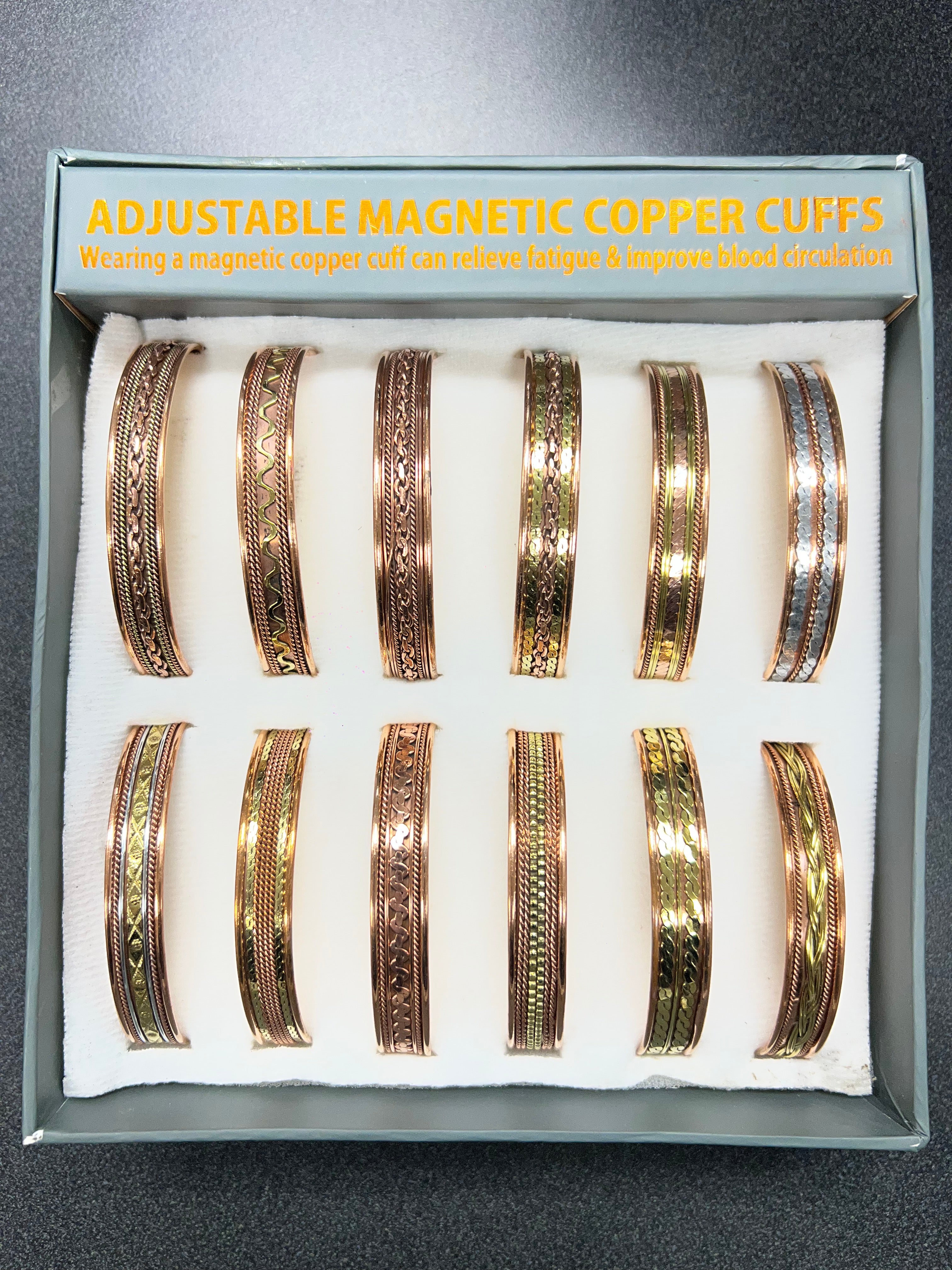 Magnetic Copper Cuff Bangle, 12 Pieces in a Pack