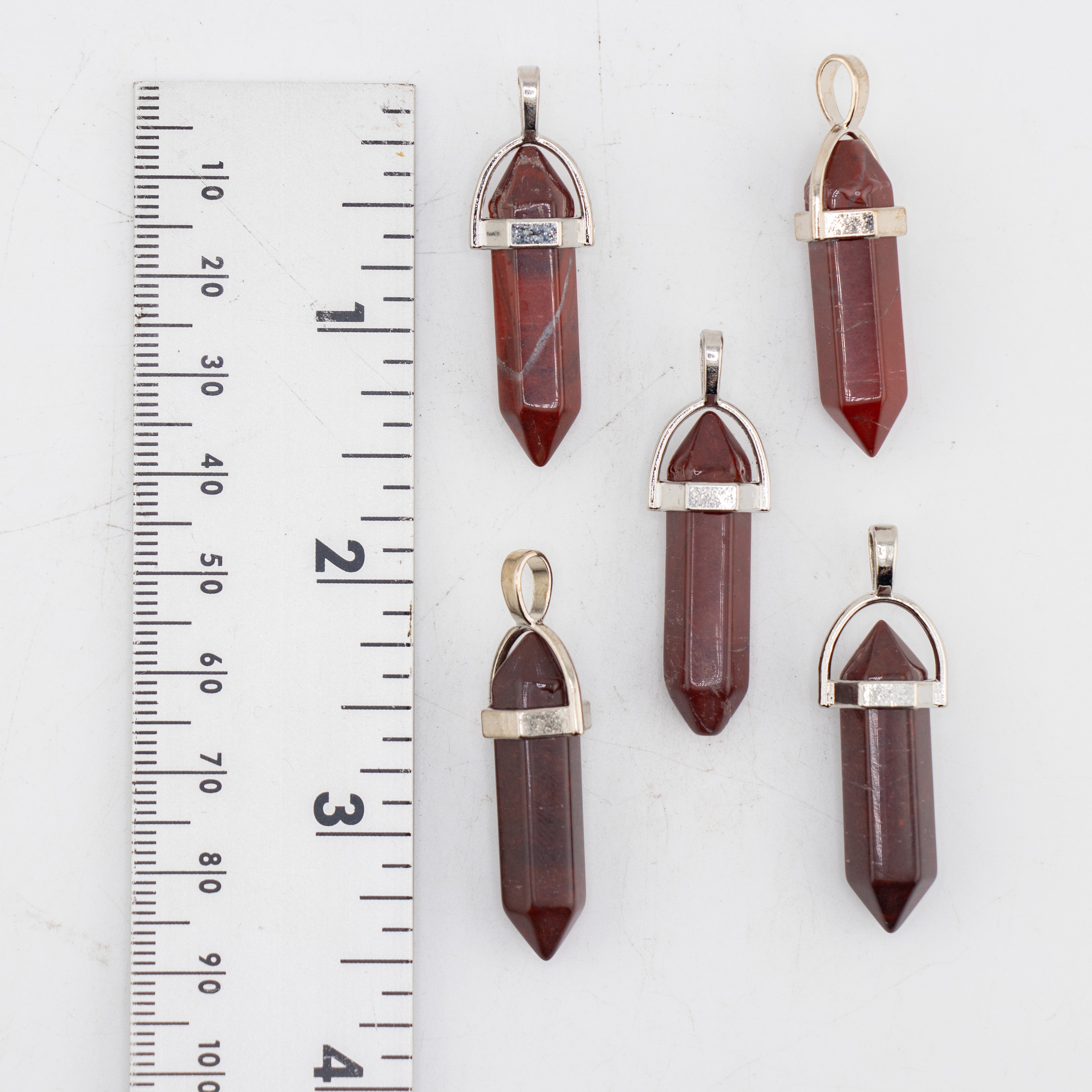 Blood Stone Point Shape Pendants, 0.30" x 1.5" Inch, 5 Pieces in a Pack, #076