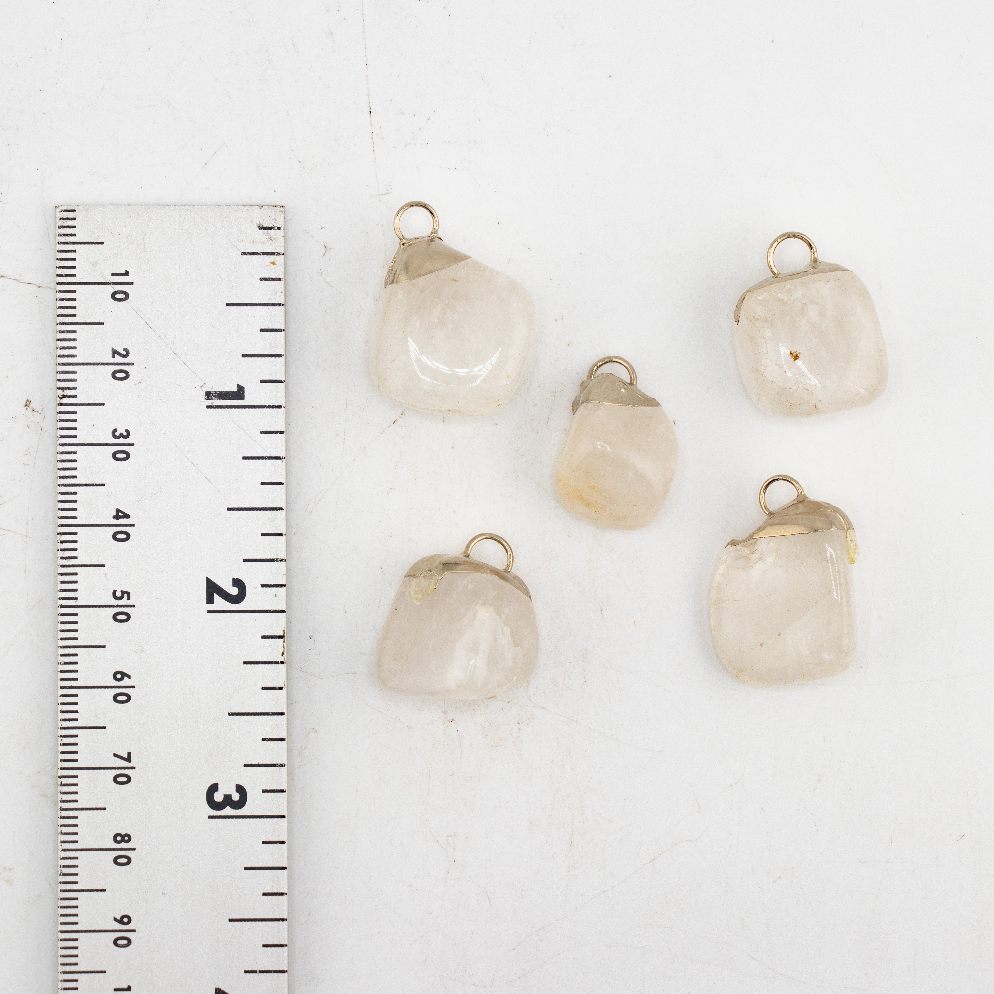 Clear Quartz Mixed Shape Pendants, 0.55" x 1.10" Inch, 5 Pieces in a Pack, #044