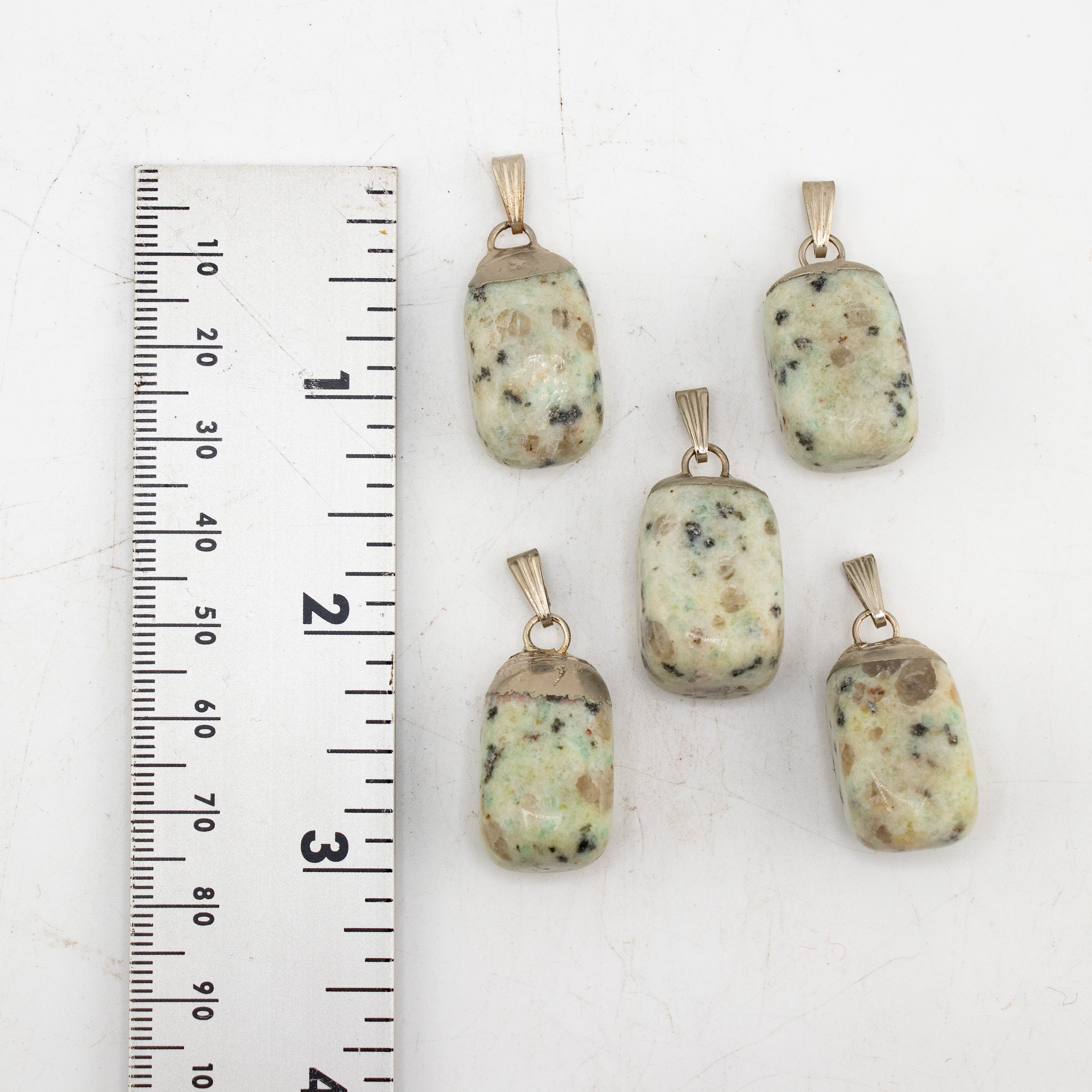 Kiwi Stone Mixed Shape Pendants, 0.70" x 1.15" Inch, 5 Pieces in a Pack, #036