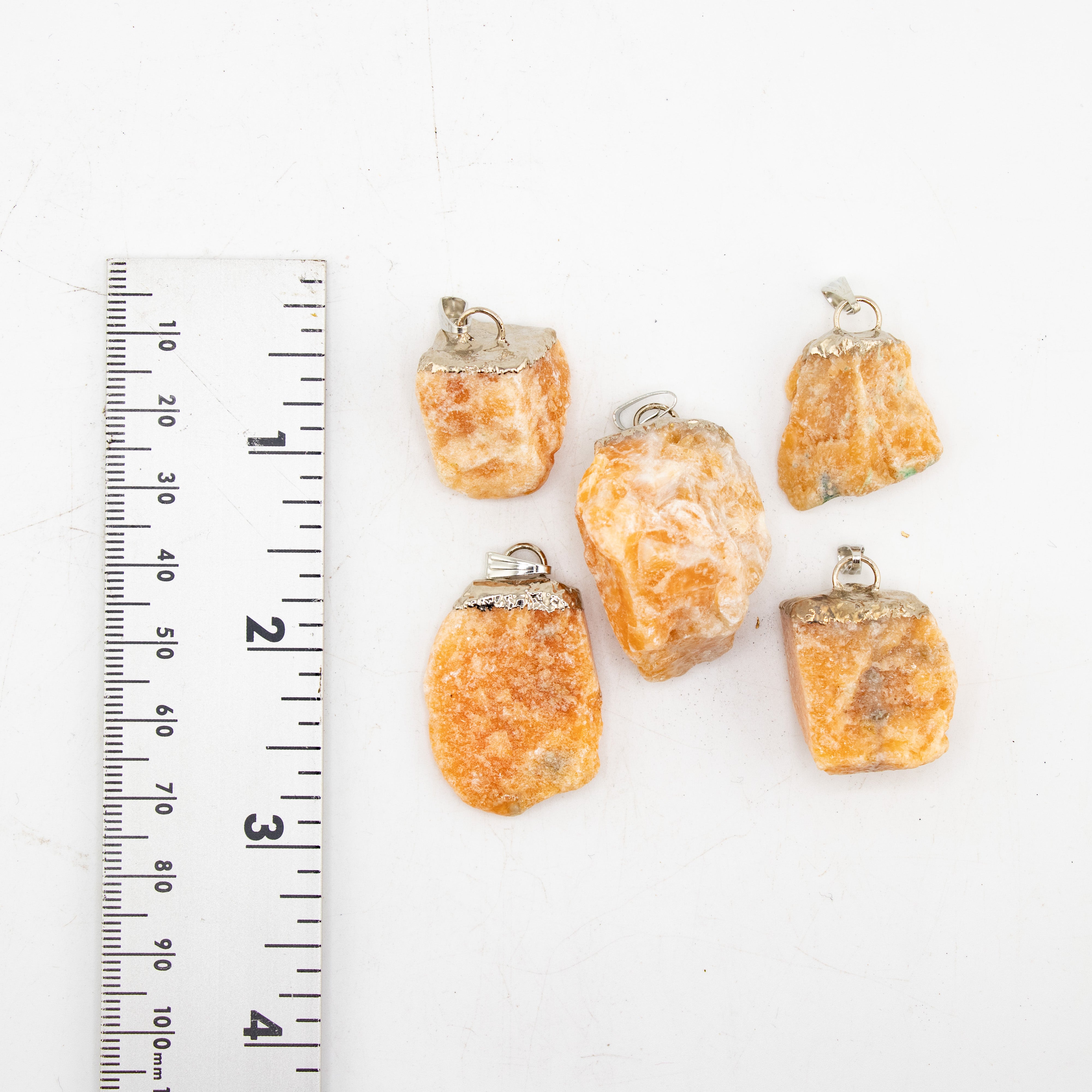 Orange Calcite Raw Pendants, 5 Pieces in a Pack
