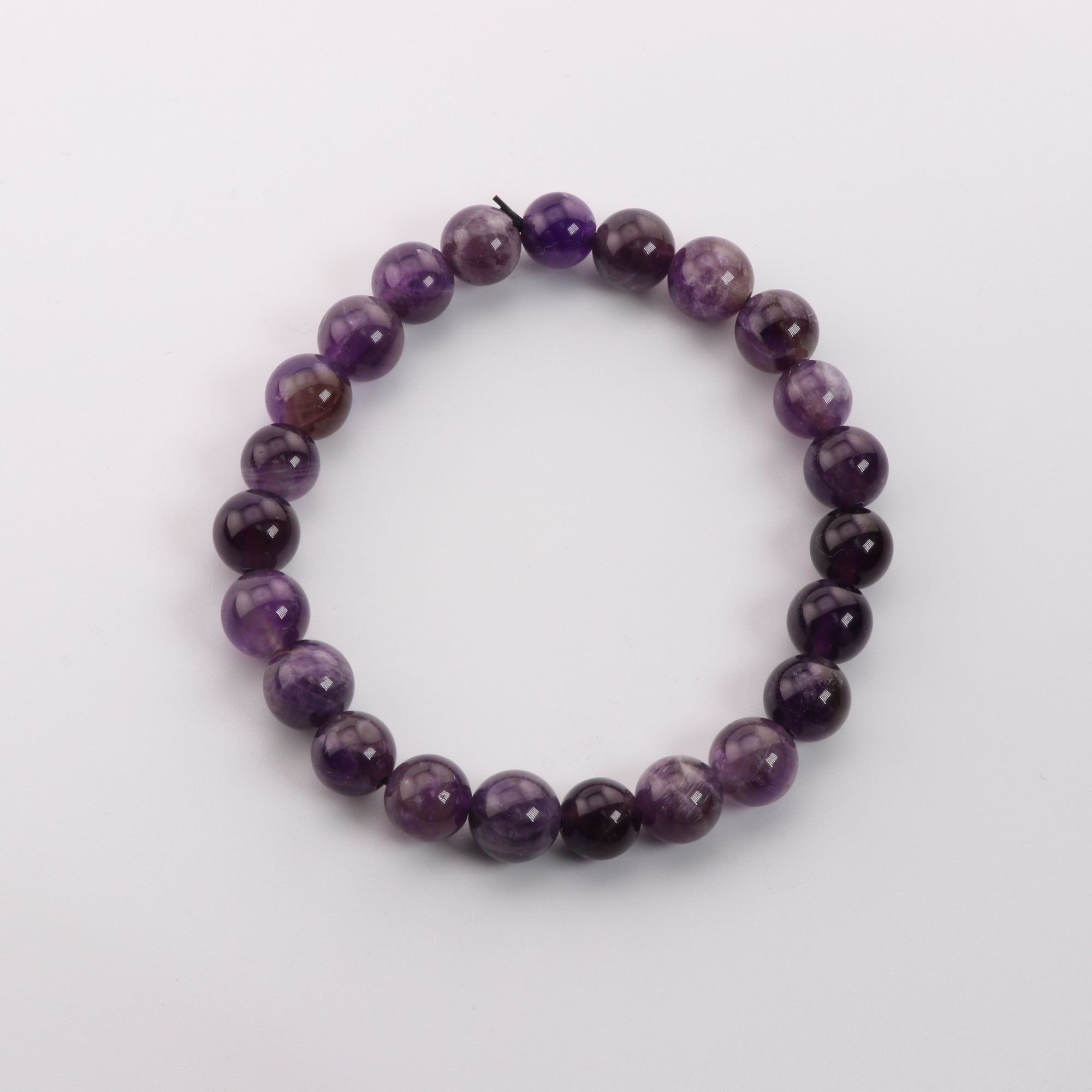 Amethyst Bracelet, No Metal, 8mm, 5 Pieces in a Pack, #300