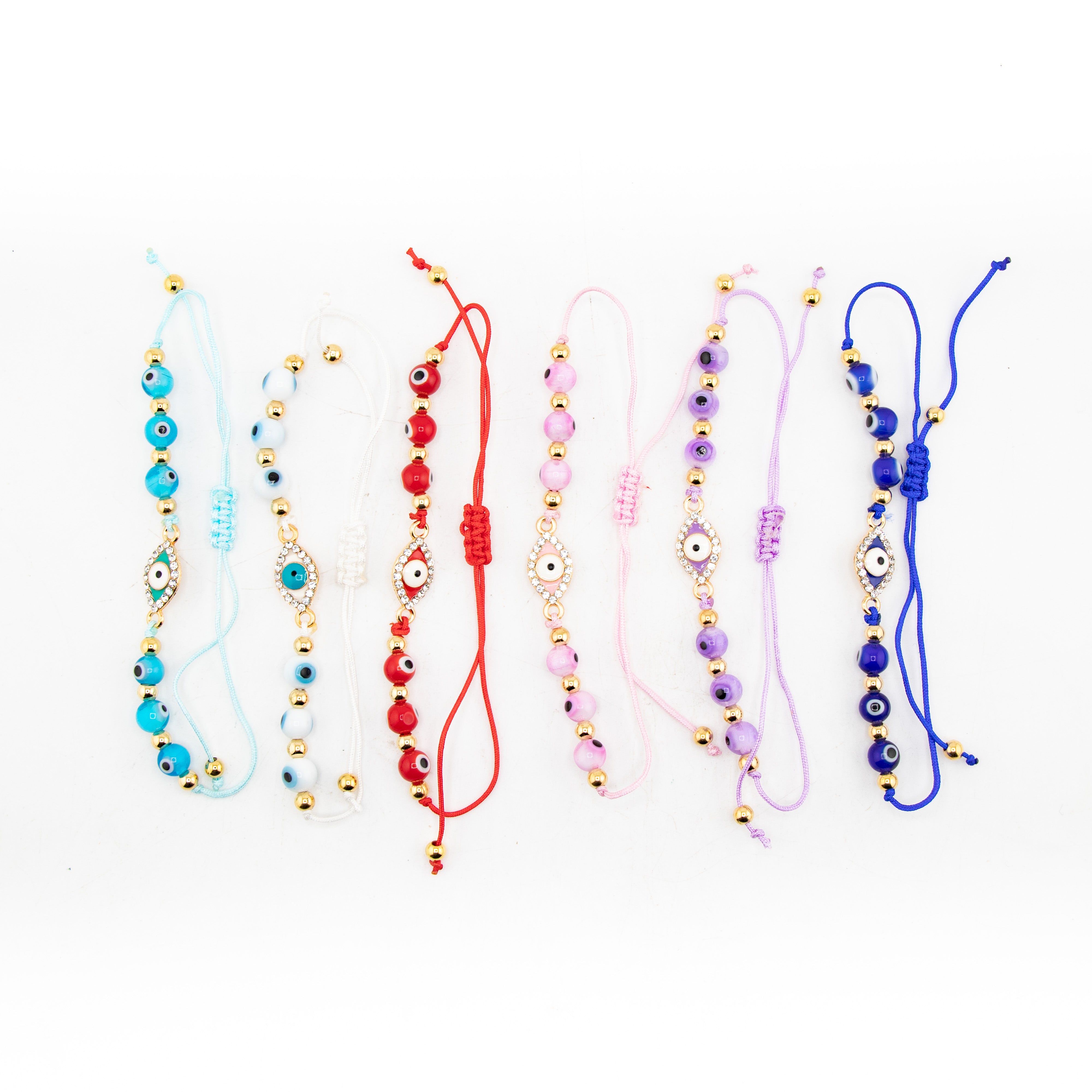 Nazar (Evil Eye) Macrame Bracelet, Lampwork Beads, 12 Pieces in a Pack