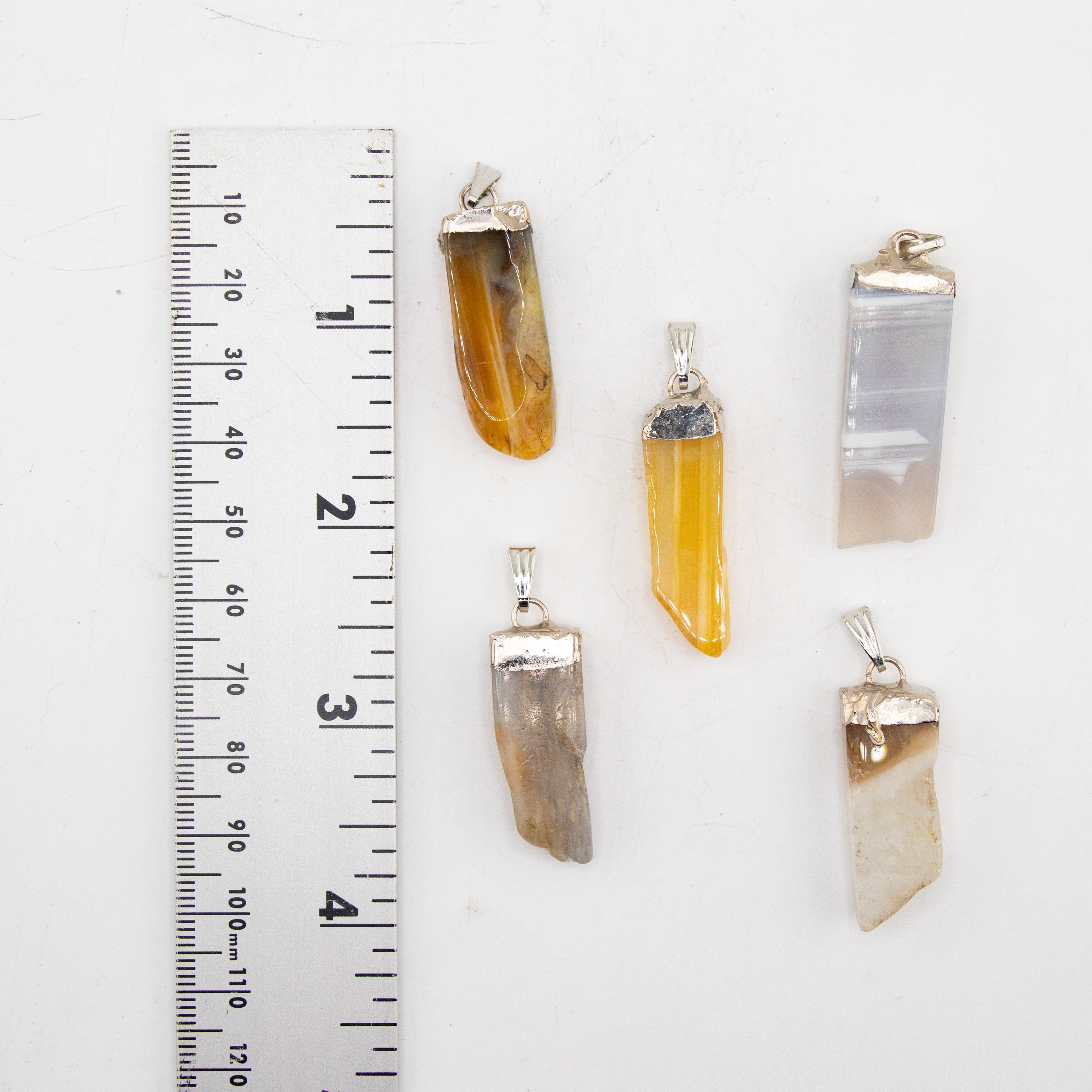 Agate Slab Stick Pendants, 5 Pieces in a Pack