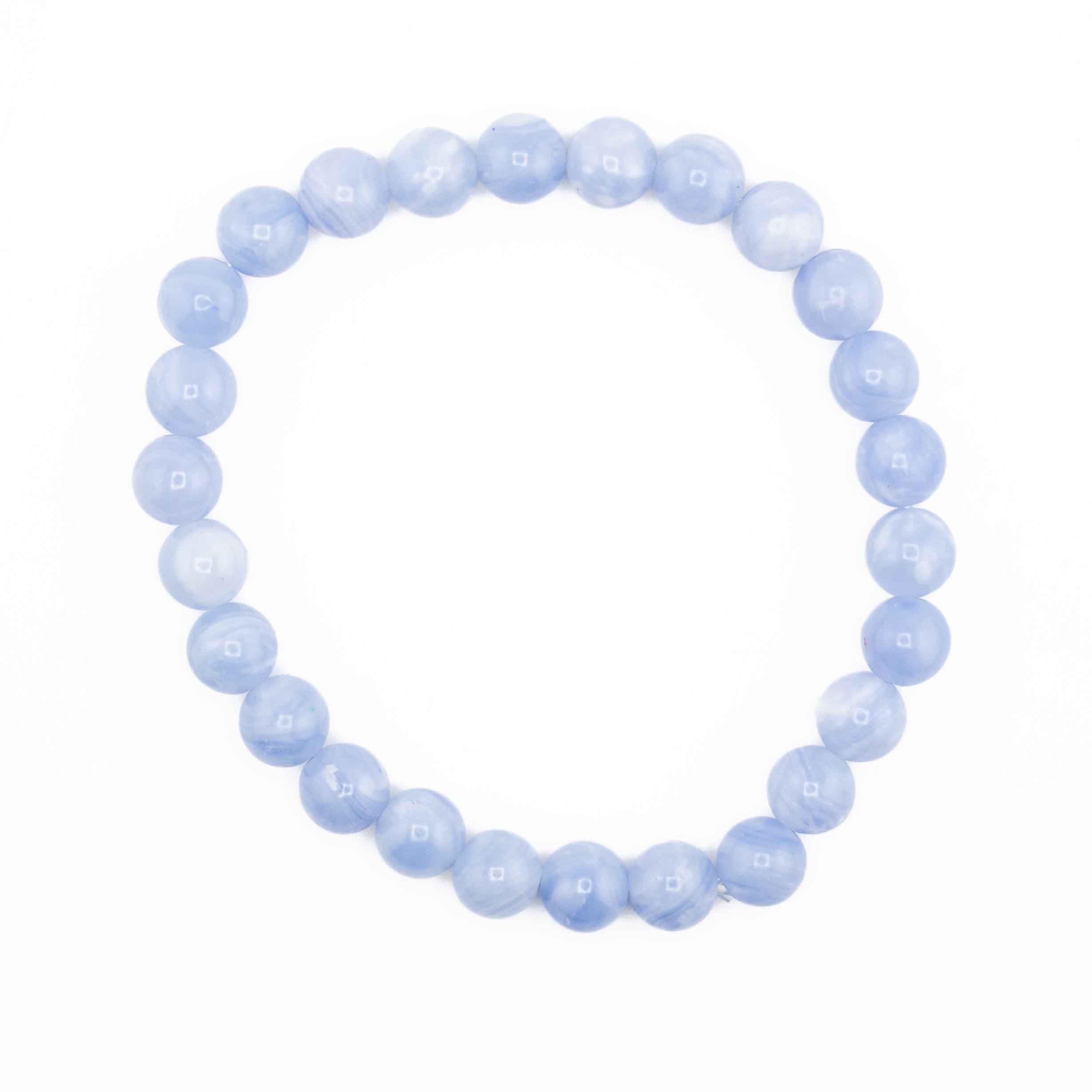 Agate (Blue Lace), Metal Free Bracelet, 8mm, Sold as a Strand