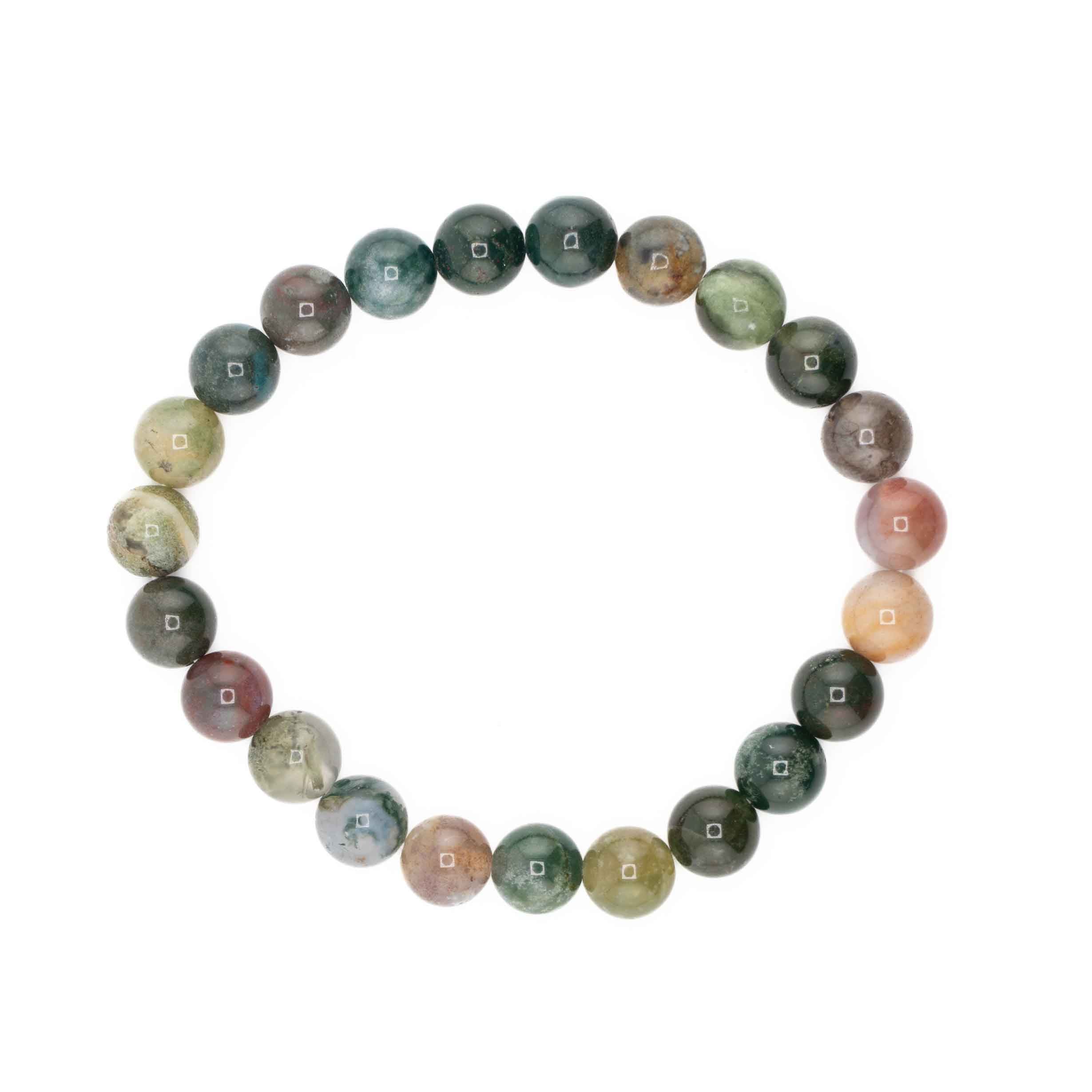 Agate (Indian), Metal Free Bracelet, 8mm, 5 Pieces in a Pack