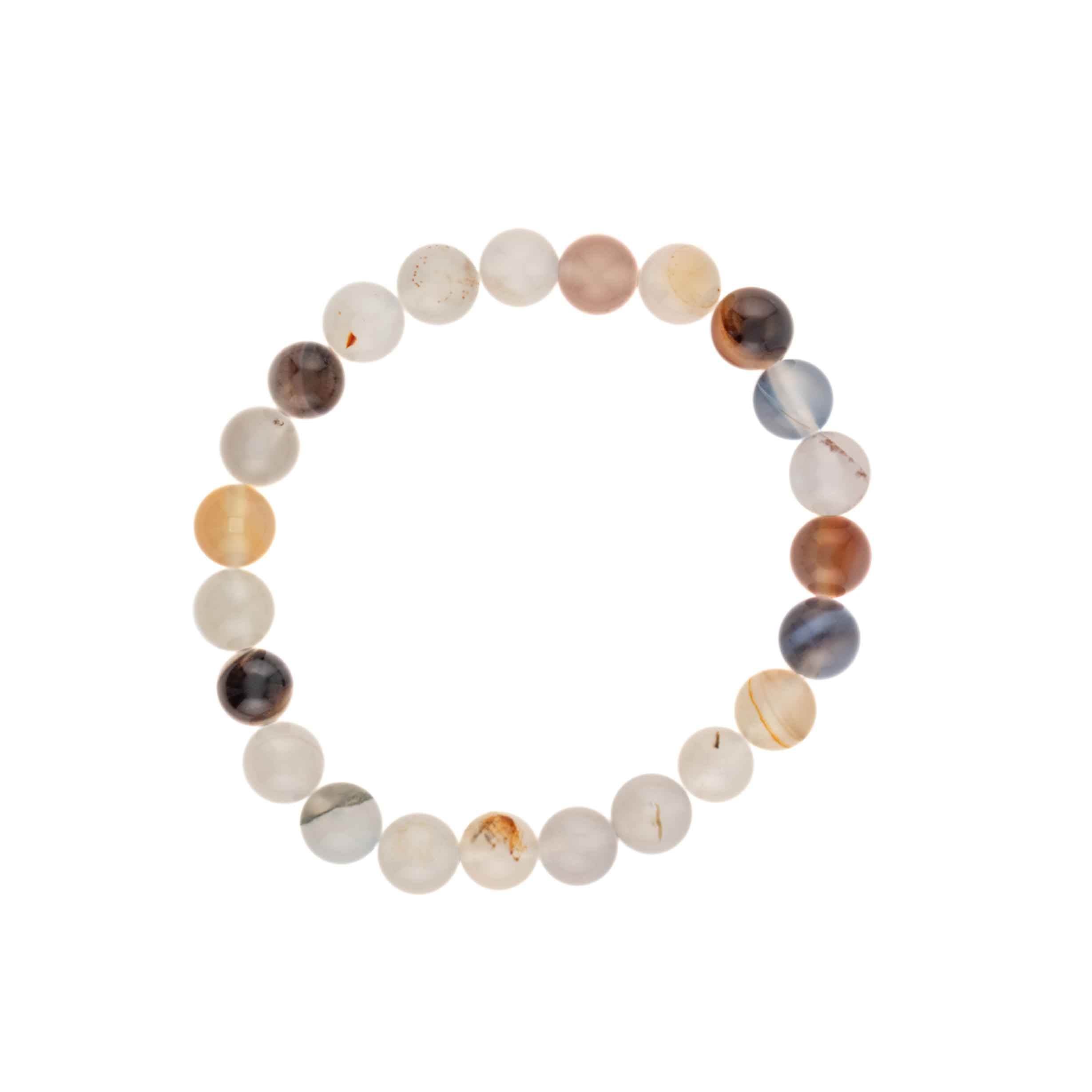 Agate (Dendritic), Metal Free Bracelet, 8mm, 5 Pieces in a Pack