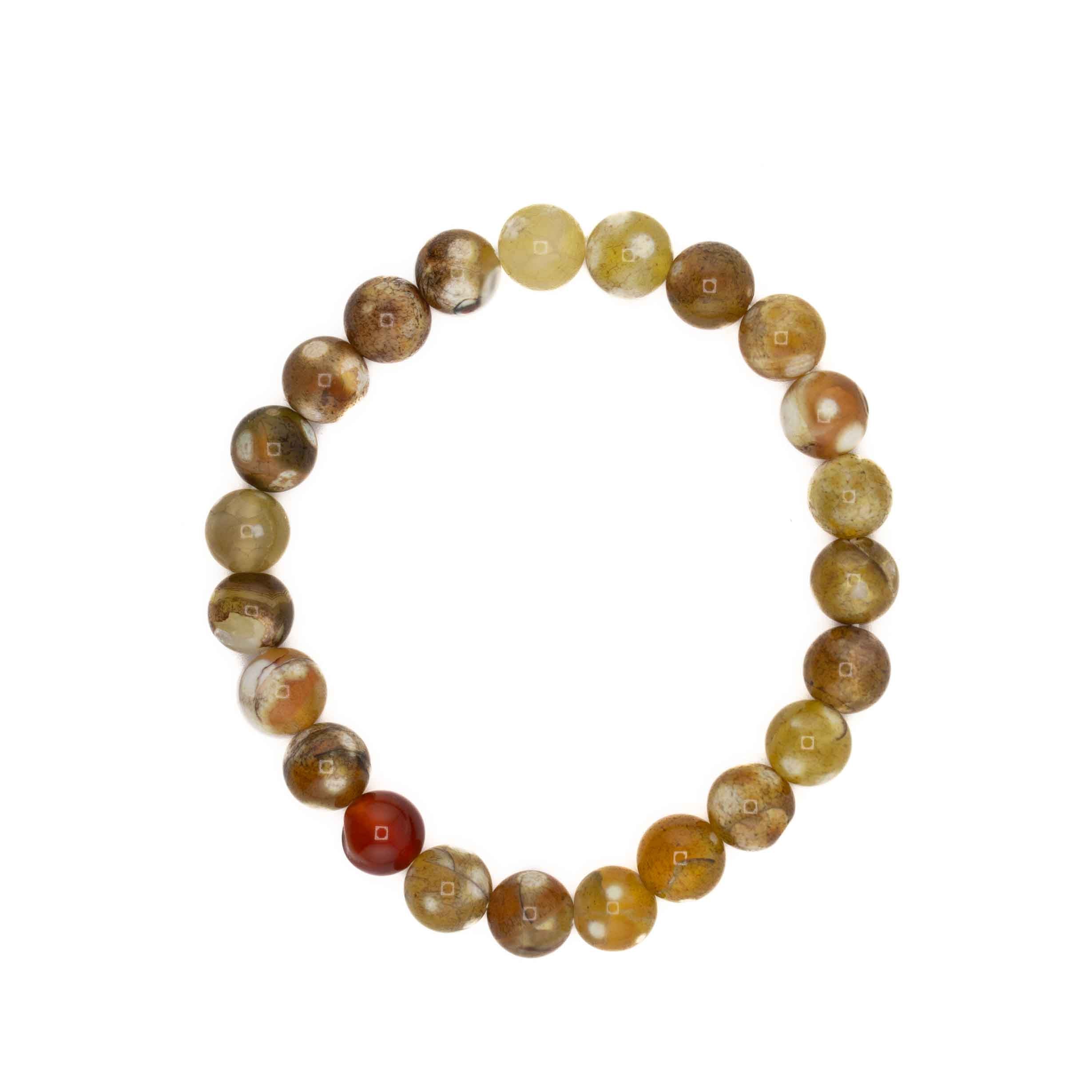Agate (Fire), Metal Free Bracelet, 8mm, 5 Pieces in a Pack