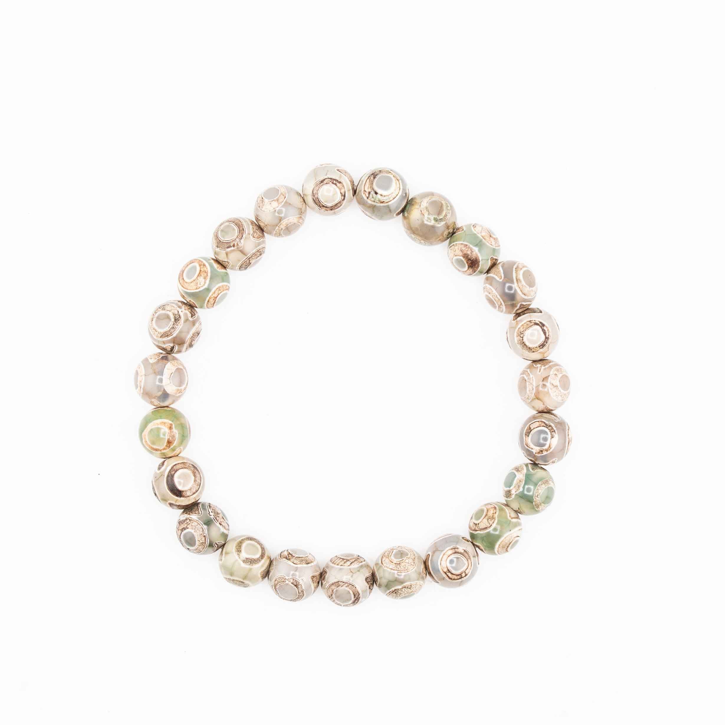 Agate (Tibetan), Metal Free Bracelet, 8mm, 5 Pieces in a Pack