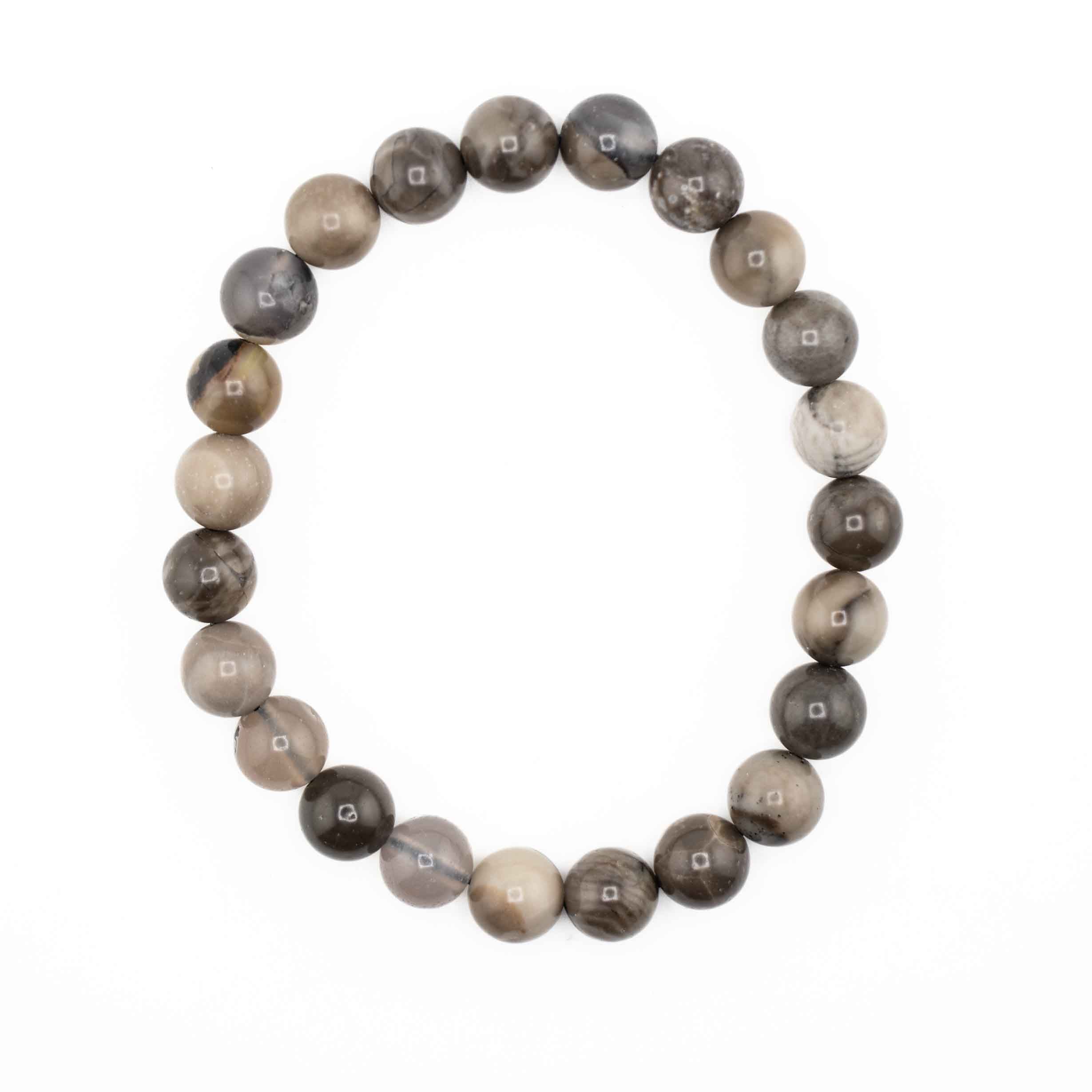 Agate (Volcano), Metal Free Bracelet, 8mm, 5 Pieces in a Pack