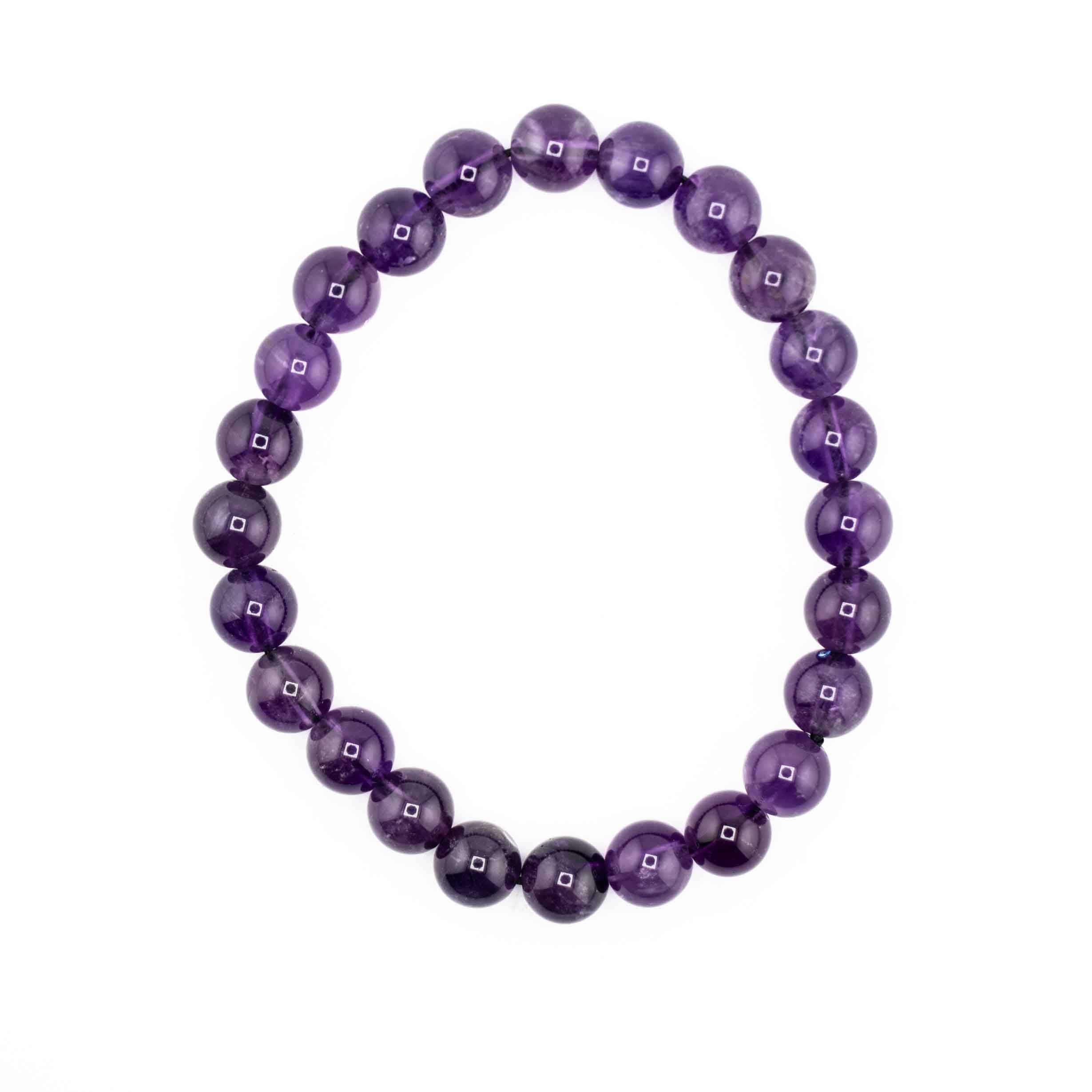 Amethyst, Metal Free Bracelet, 8mm, 5 Pieces in a Pack