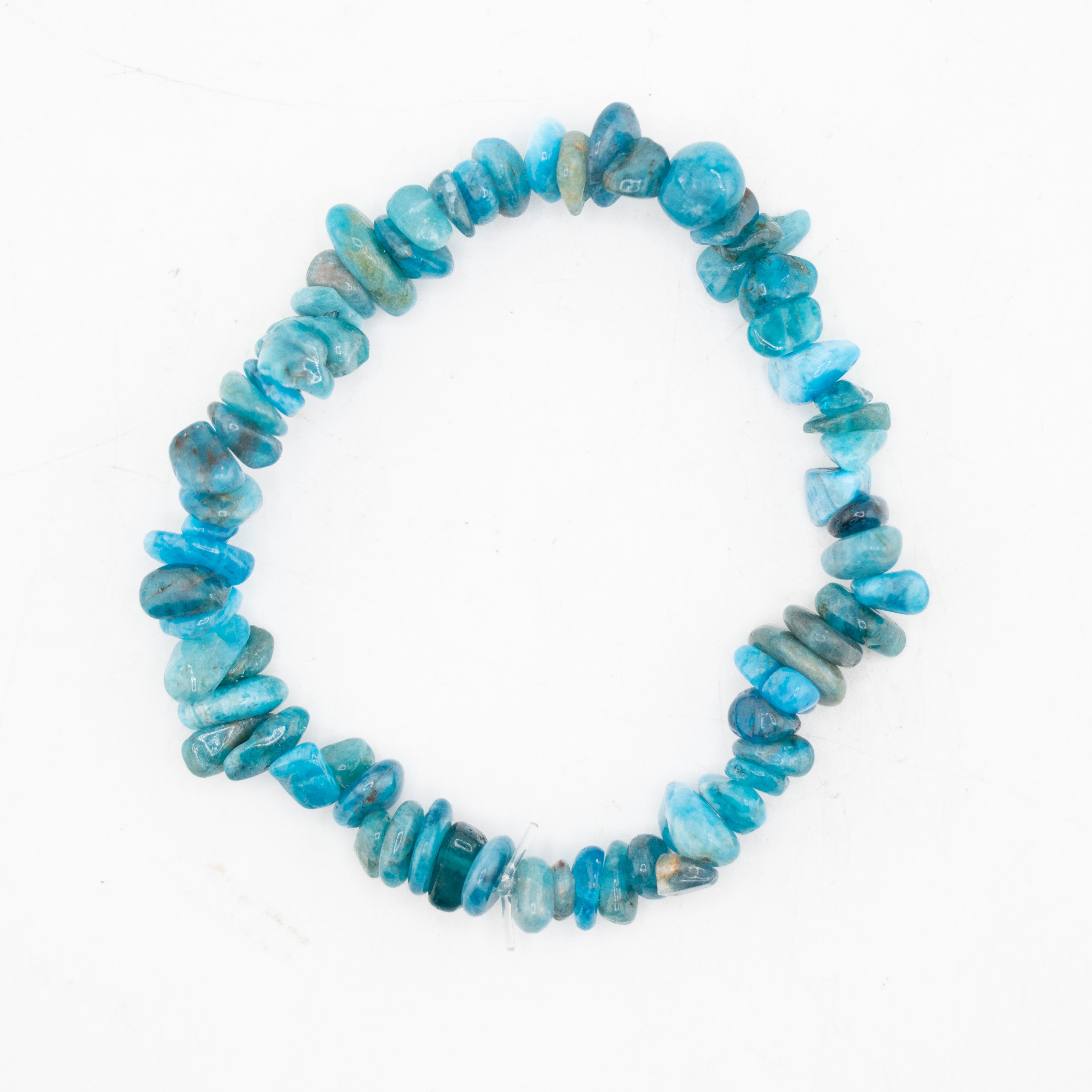 Blue Apatite Chipped Stone Bracelet, 5 Pieces in a Pack