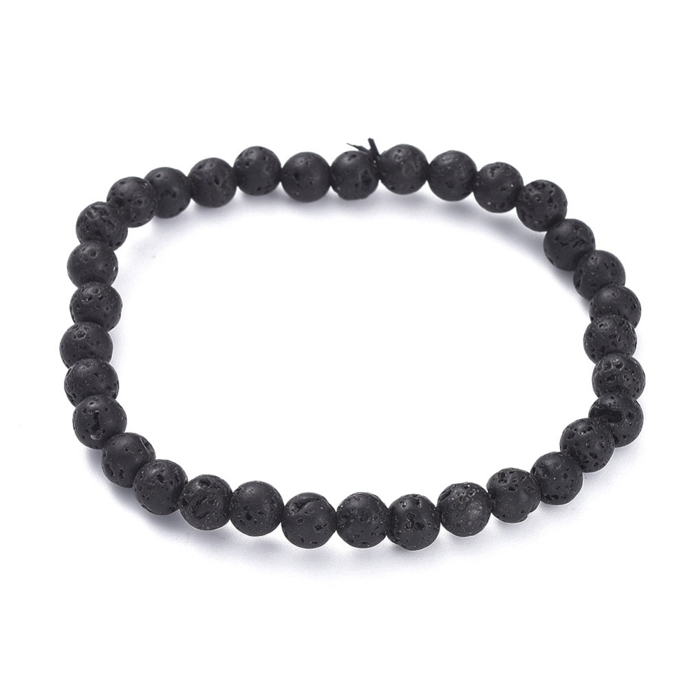 Lava Stone Bracelet, 6mm, 5 Pieces in a Pack