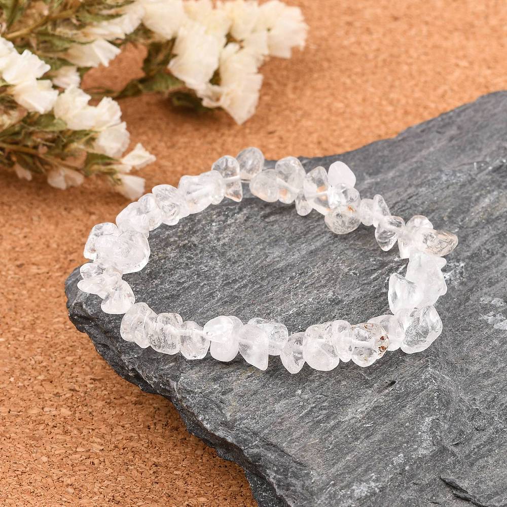 Clear Quartz Chipped Stone Bracelet, 5 Pieces in a Pack