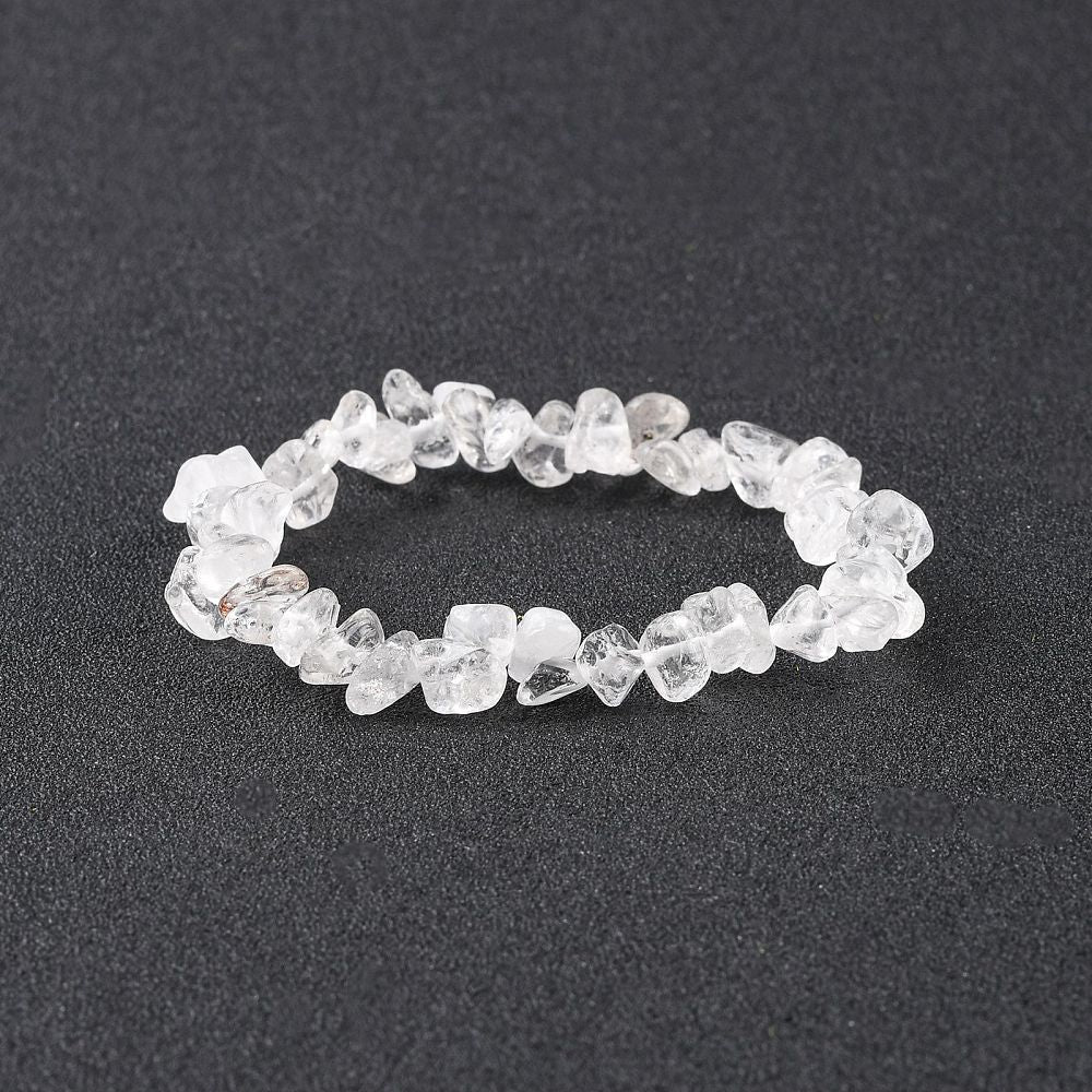 Clear Quartz Chipped Stone Bracelet, 5 Pieces in a Pack