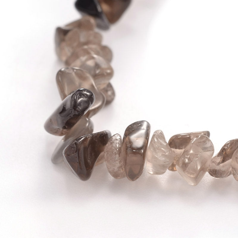 Smoky Quartz Chipped Stone Bracelet, 5 Pieces in a Pack