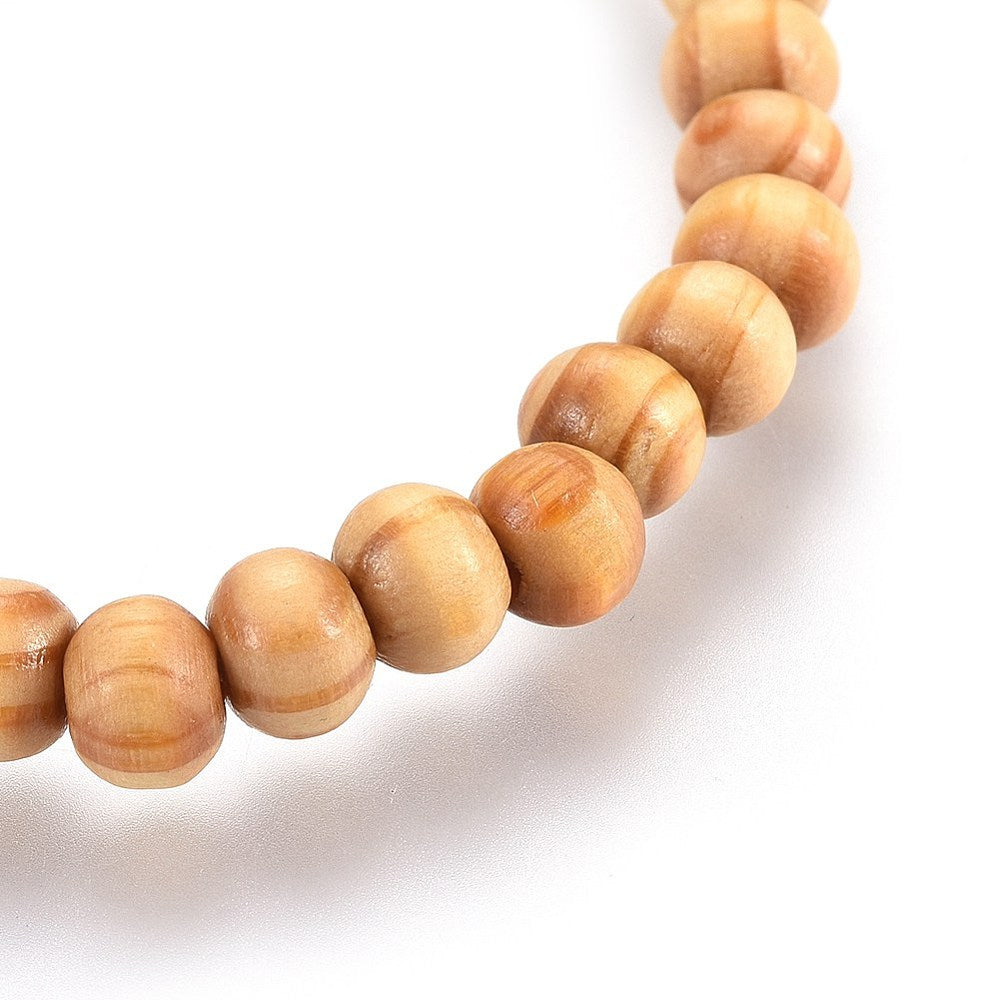 Wood & Shell Kids Bracelet, 8mm, 5 Pieces in a Pack