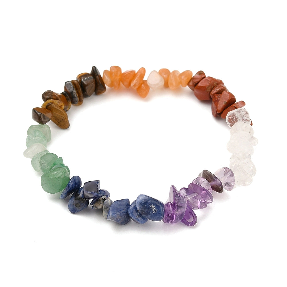 Chakra Chipped Stone Bracelet, 5 Pieces in a Pack